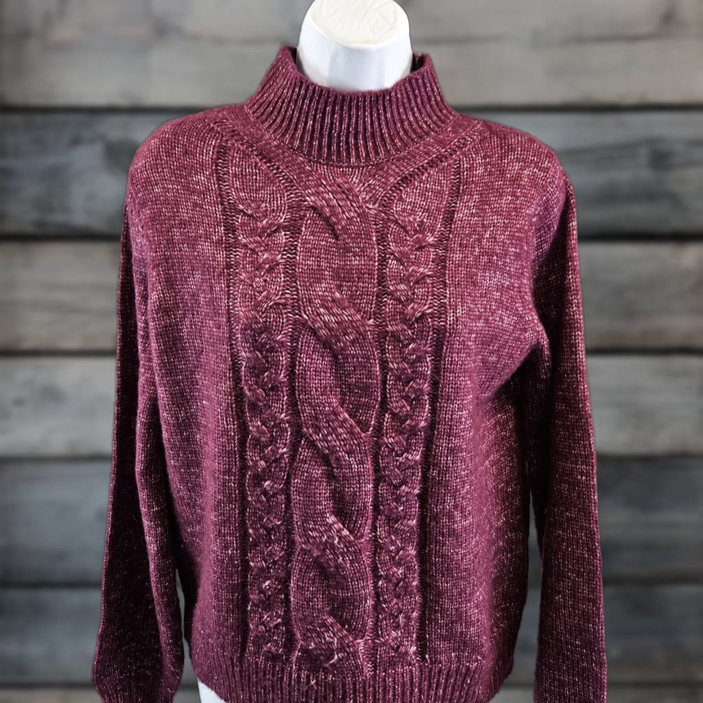 Banana Republic Banana Republic Womens Cable Knit Sweater Sz Small Purple Long Sleeve Pullover Size S / US 4 / IT 40 - 1 Thumbnail