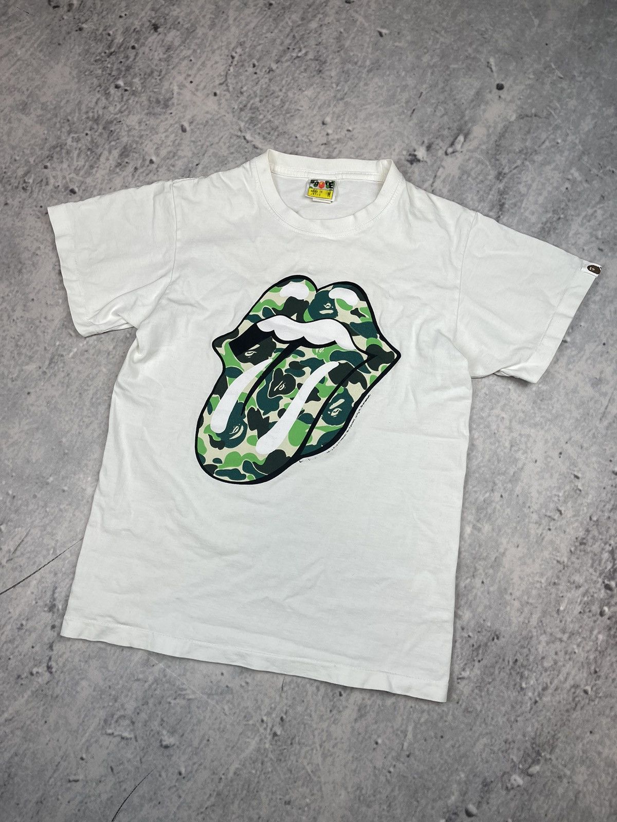 image of Bape X Rolling Stones Tee White, Men's (Size Medium)