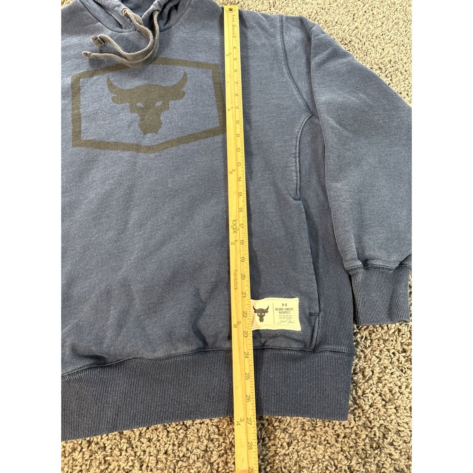 Under Armour Under Armour Project Rock Hoodie Mens Large Blue Graphic Print Logo Pullover Long Sleeve Sweatshirt Size US L / EU 52-54 / 3 - 2 Thumbnail