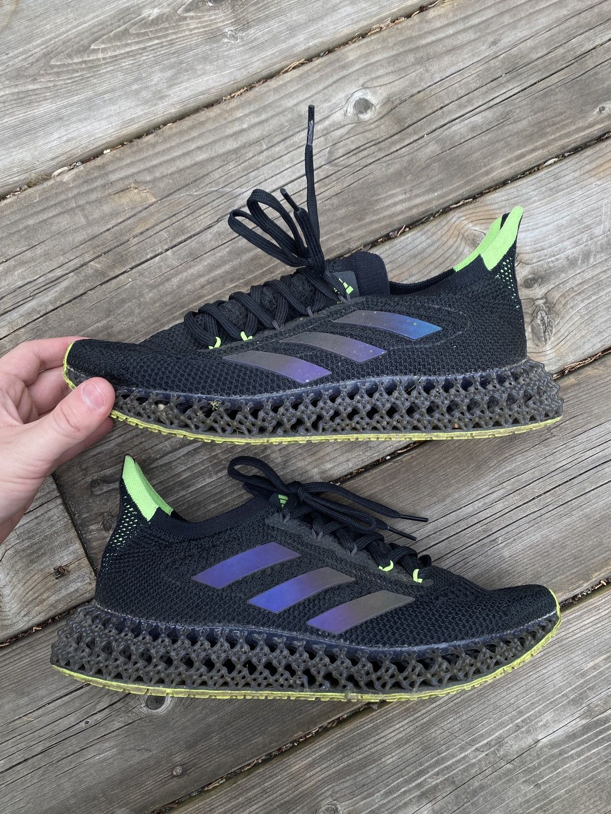 Adidas 2021 4DFWD Core Black Green Shoes Size 9 Size US 9 / EU 42 - 3 Thumbnail