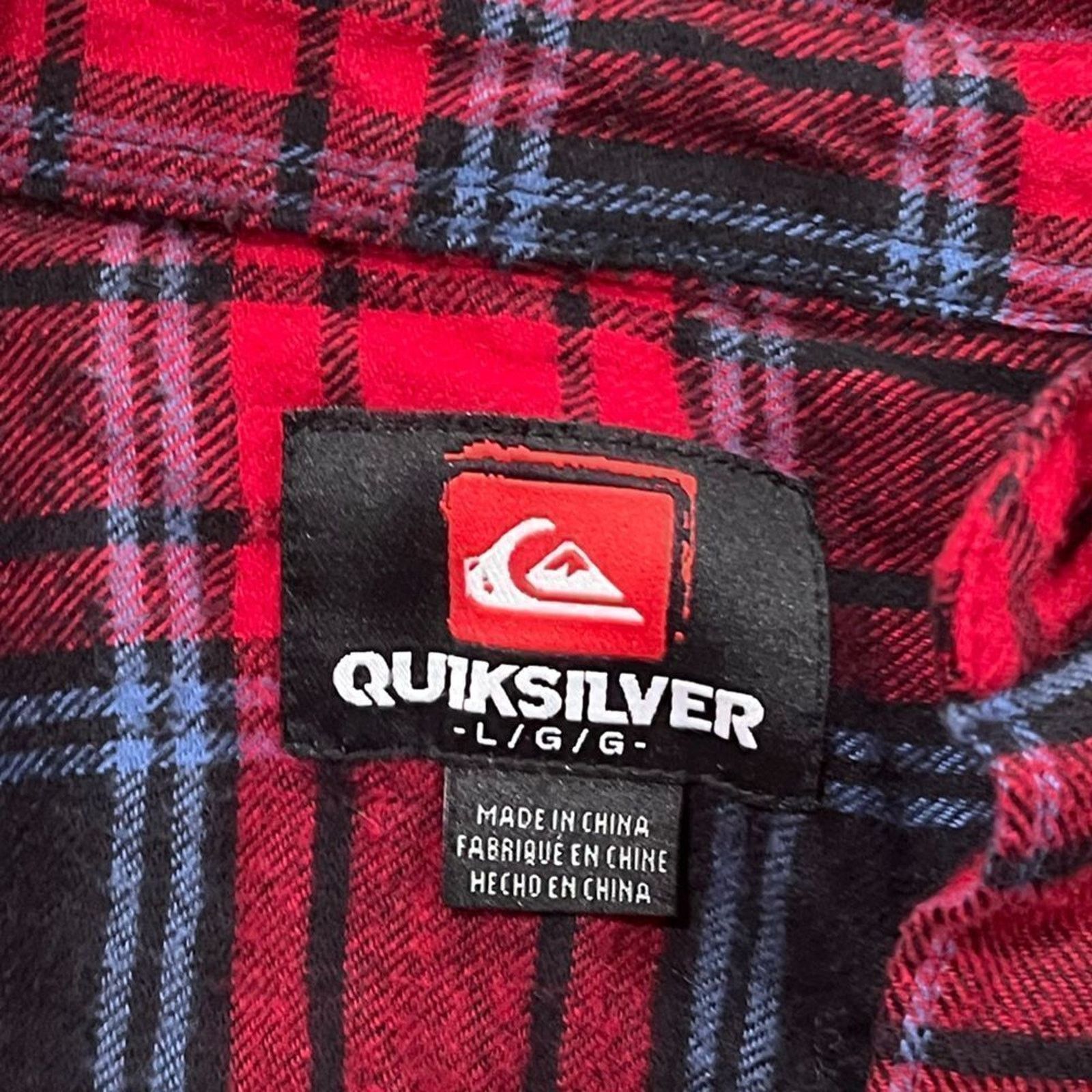 Quiksilver Quiksilver Mens Red Blue Plaid Button Flannel Shirt Size L Size US L / EU 52-54 / 3 - 2 Thumbnail