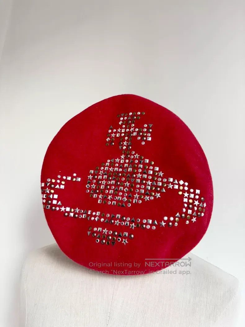 Vivienne Westwood Vivienne Westwood Red Studs Big Saturn Beret Size ONE SIZE - 1 Thumbnail