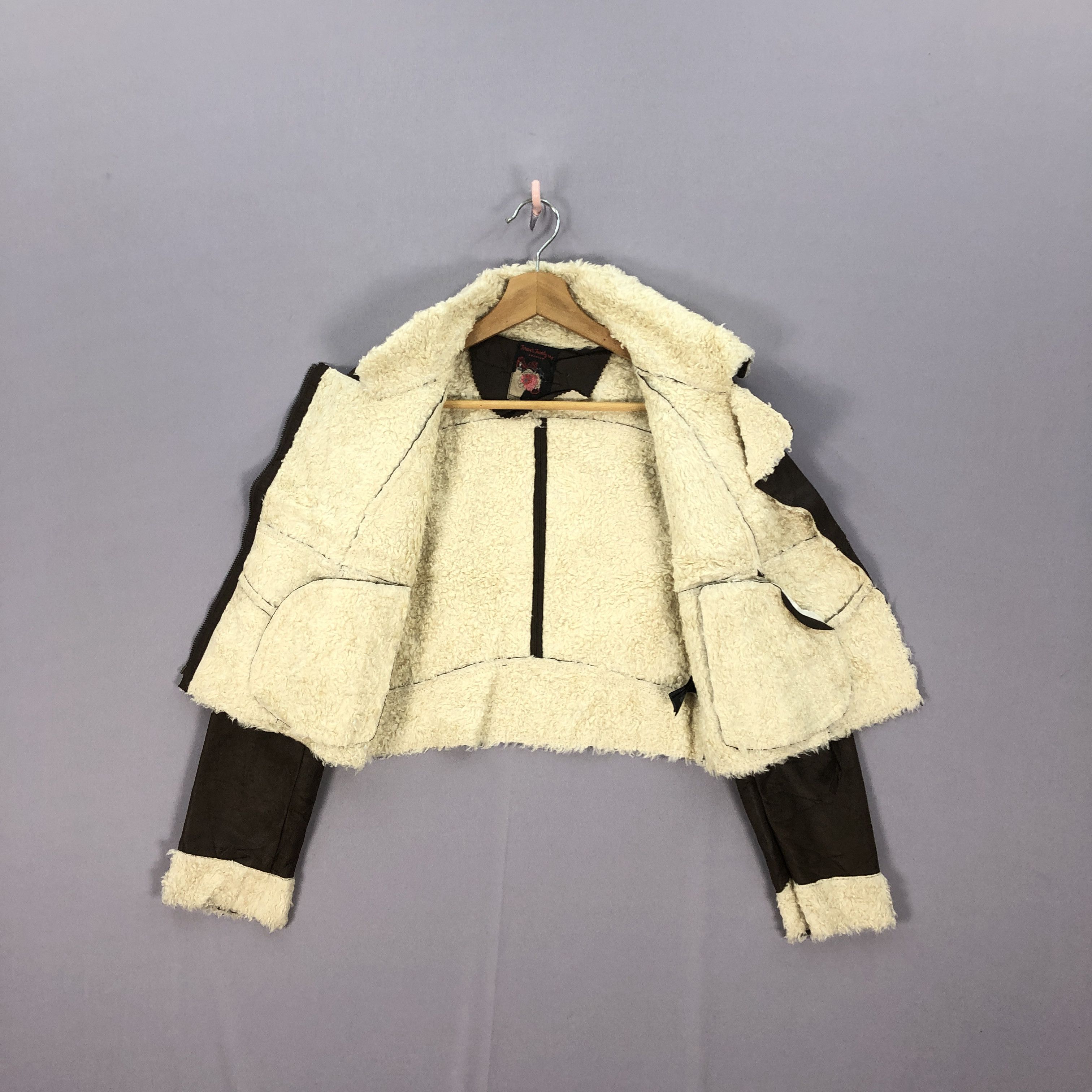 Japanese Brand × Vintage Vintage Thick Ladies Suede Shearling Leather Punk Jackets Size XXS / US 00 / IT 34 - 5 Thumbnail