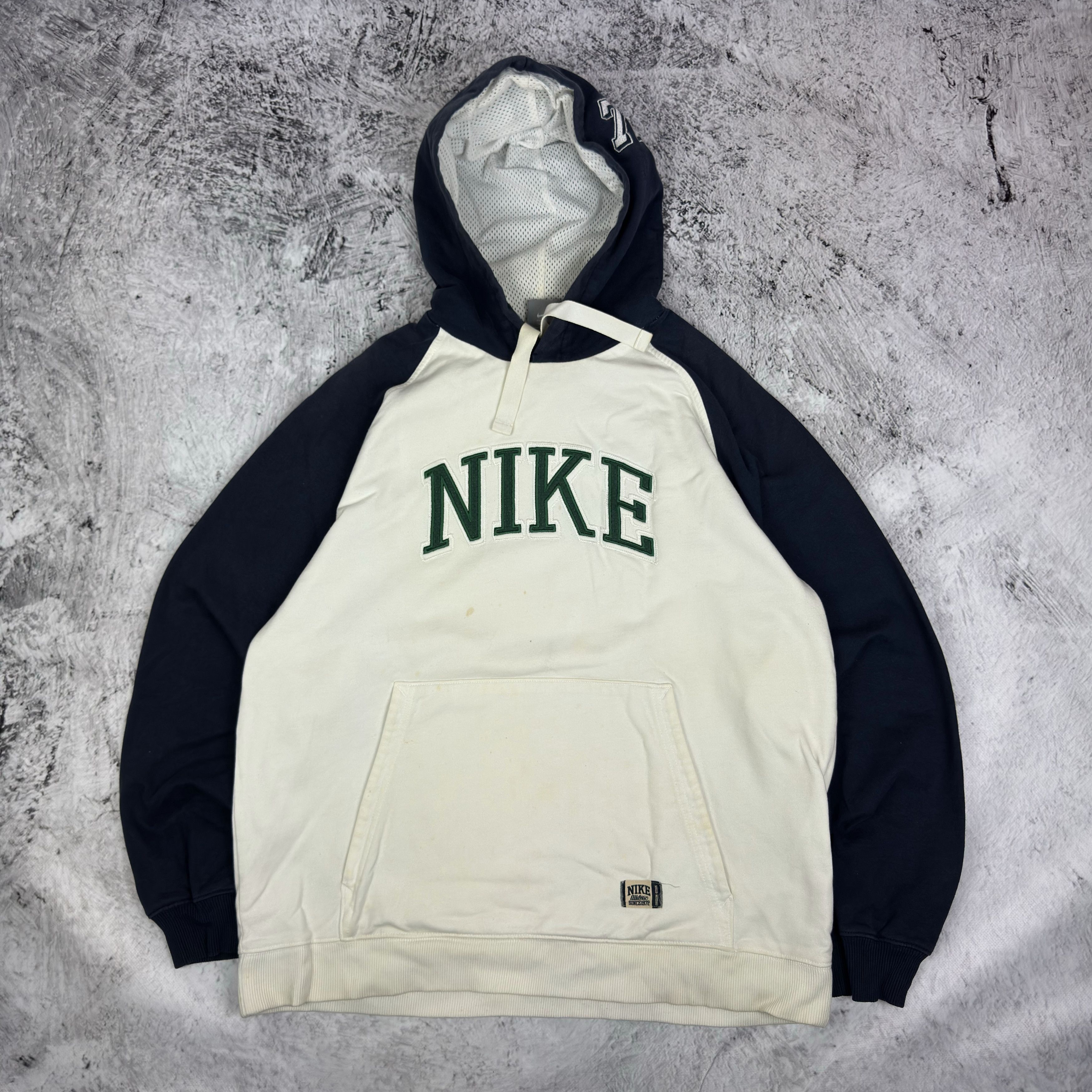 Nike Nike Athletic Men's White Blue Spellout Pullover Hoodie M Size US M / EU 48-50 / 2 - 2 Thumbnail