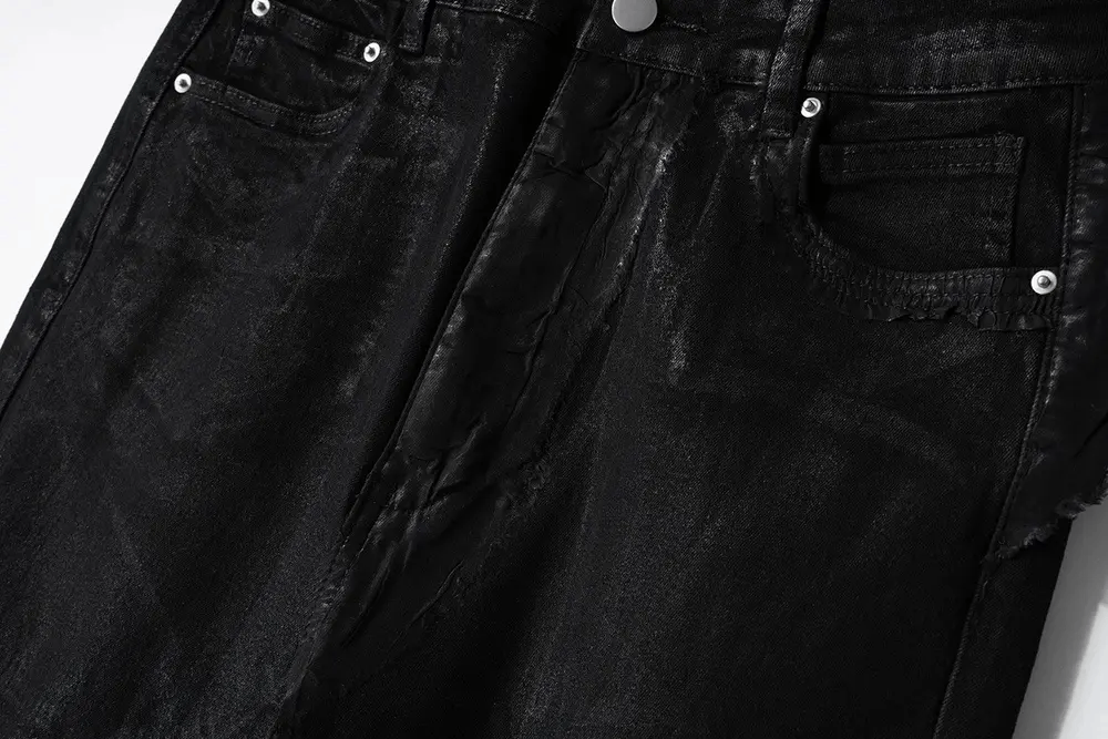 Japanese Brand Streetwear Wax Leather Stretch Hombre Baggy Flare Pants Size US 30 / EU 46 - 5 Thumbnail