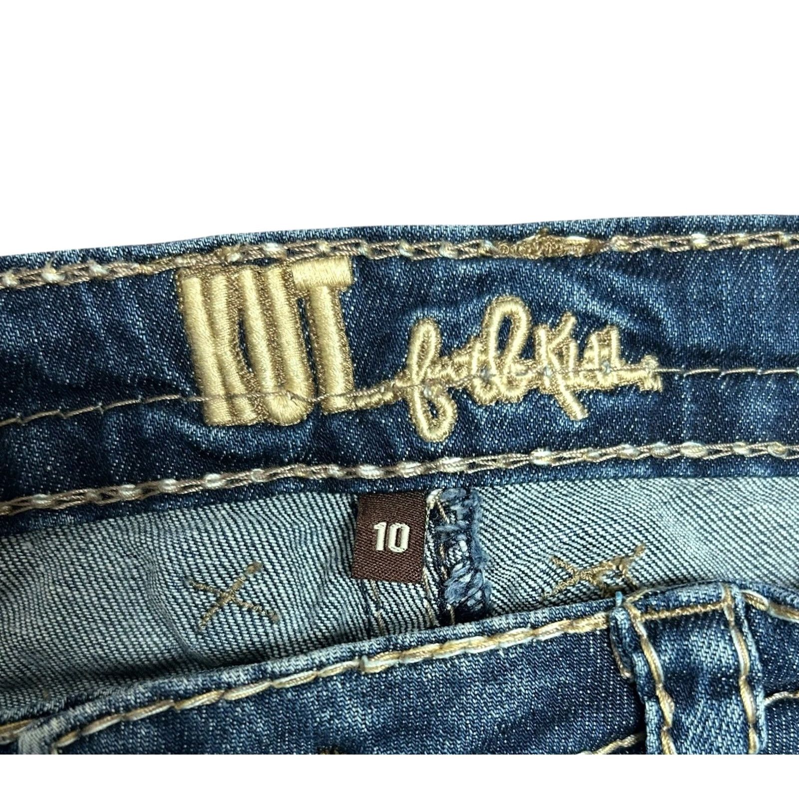 Vintage KUT from the Kloth Women Jeans 10 Catherine Boyfriend Straight Blue Distressed Denim Size 32" / US 10 / IT 46 - 7 Thumbnail
