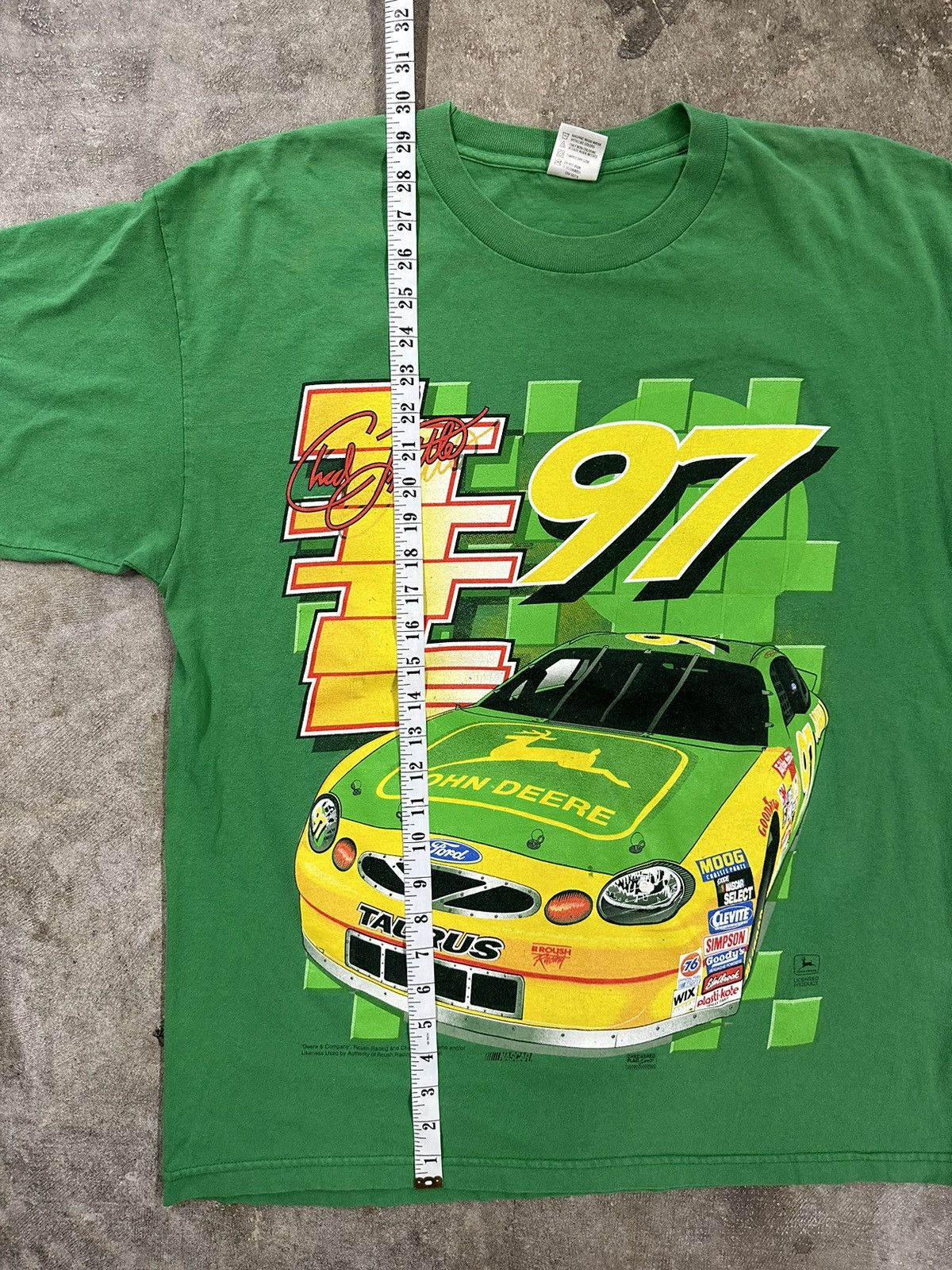 NASCAR Vintage 90s Nascar Chad Little John Deere Racing T-Shirt Size US XL / EU 56 / 4 - 12 Thumbnail