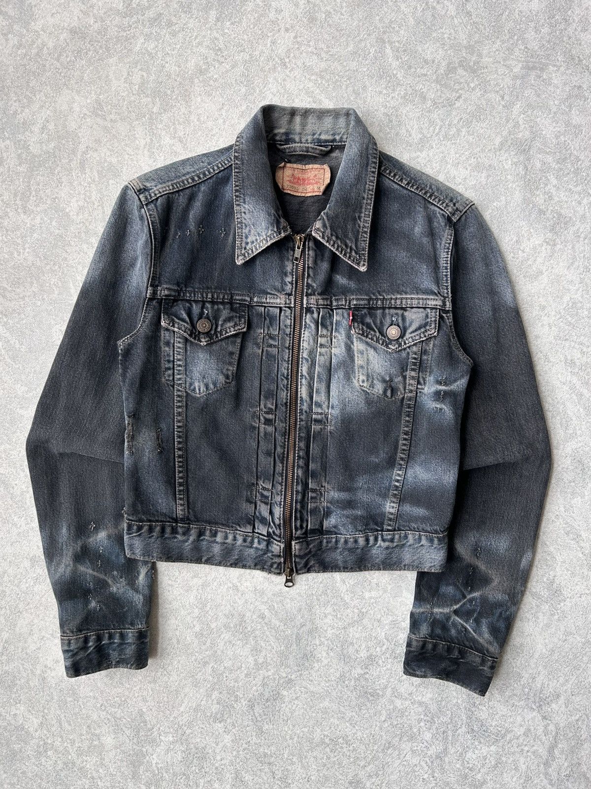 Levi's L.G.B Style Levi’s 73695 Distressed Y2K Full Zip Trucker Size M / US 6-8 / IT 42-44 - 6 Thumbnail