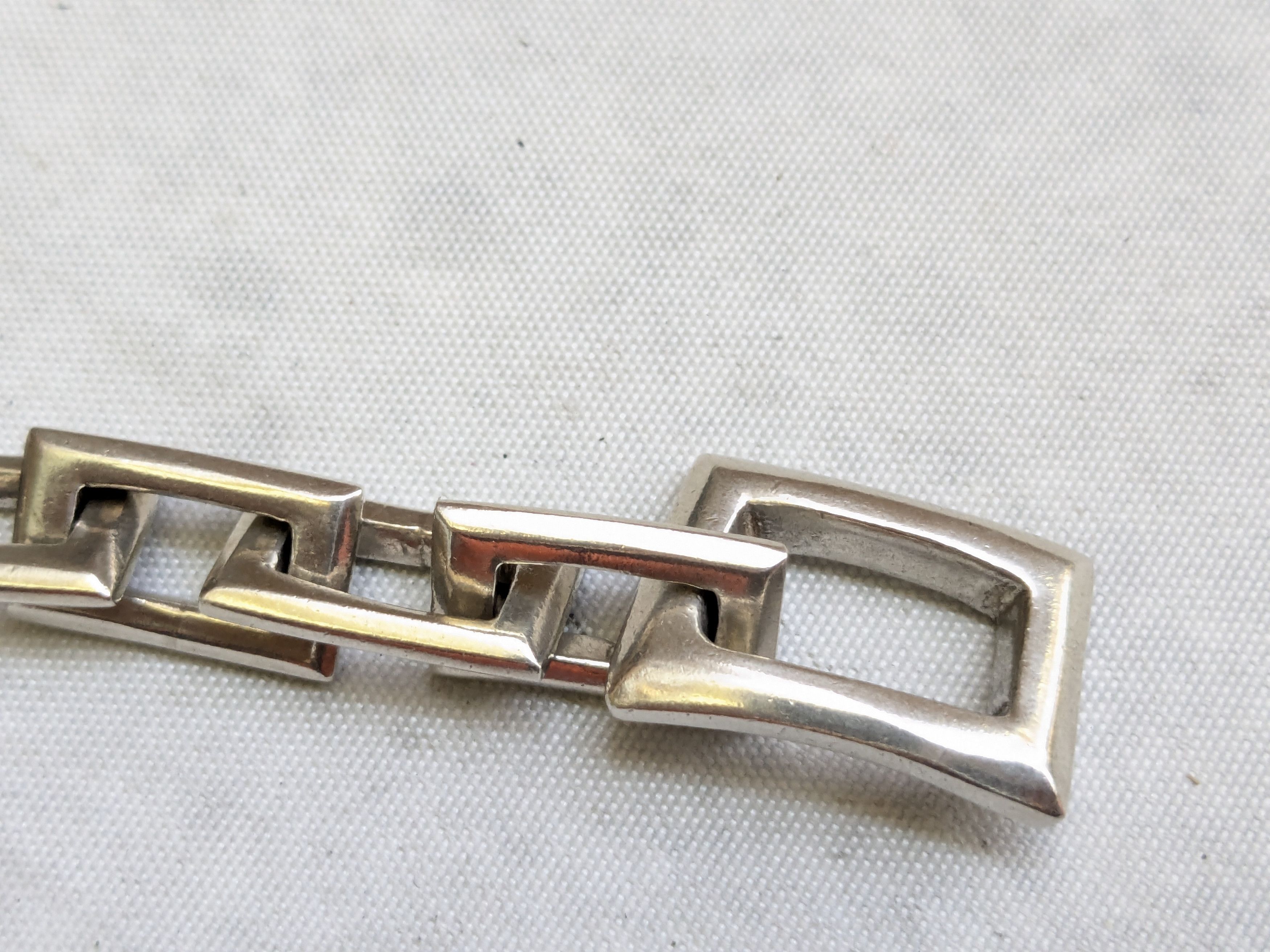 Jewelry Sterling Silver Bracelet Rectangle 7.25" Biker Heavy Size ONE SIZE - 11 Thumbnail