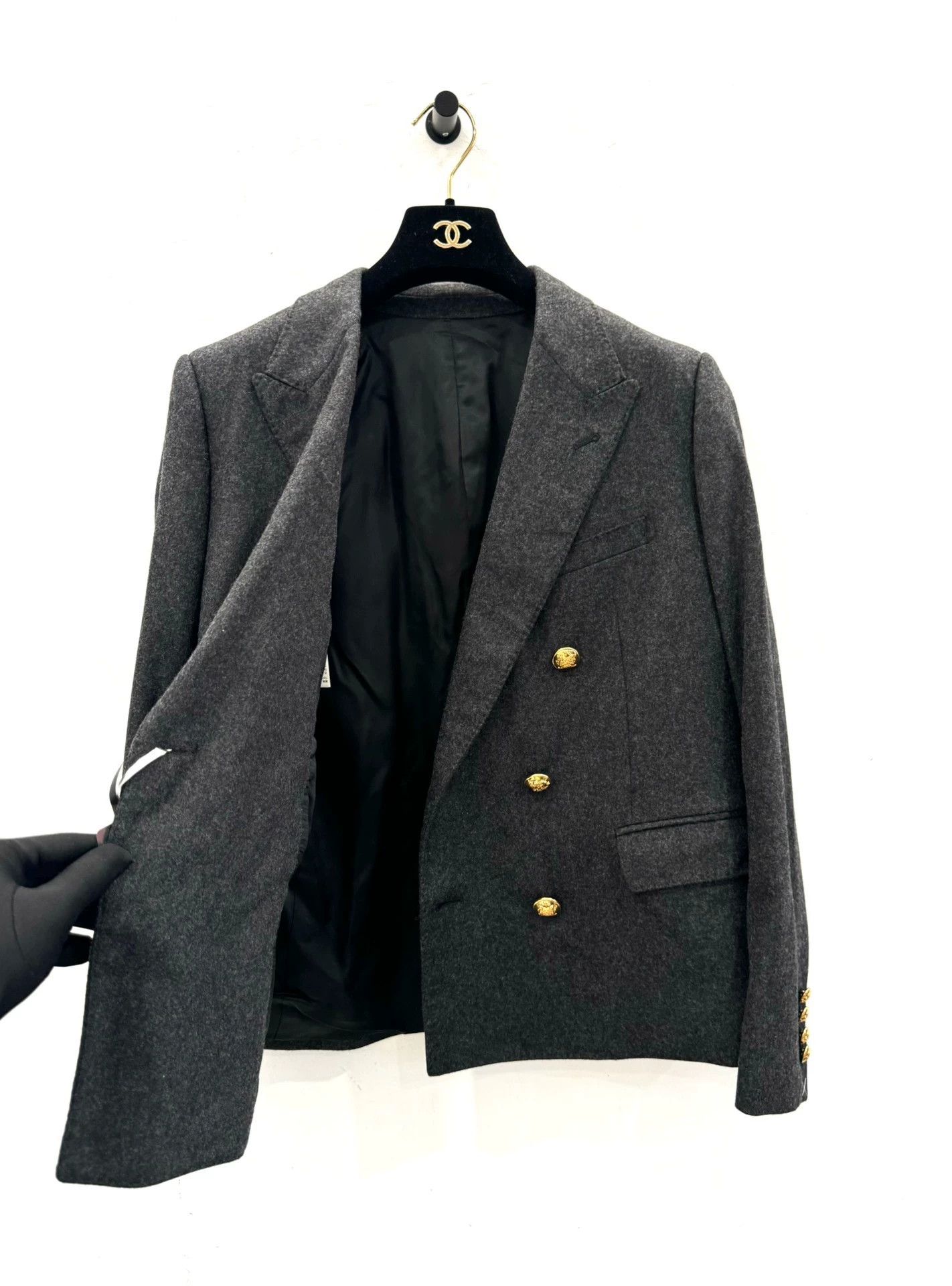 Celine Celine grey double-breasted wool women's blazer, Size XL / US 12-14 / IT 48-50 - 3 Thumbnail