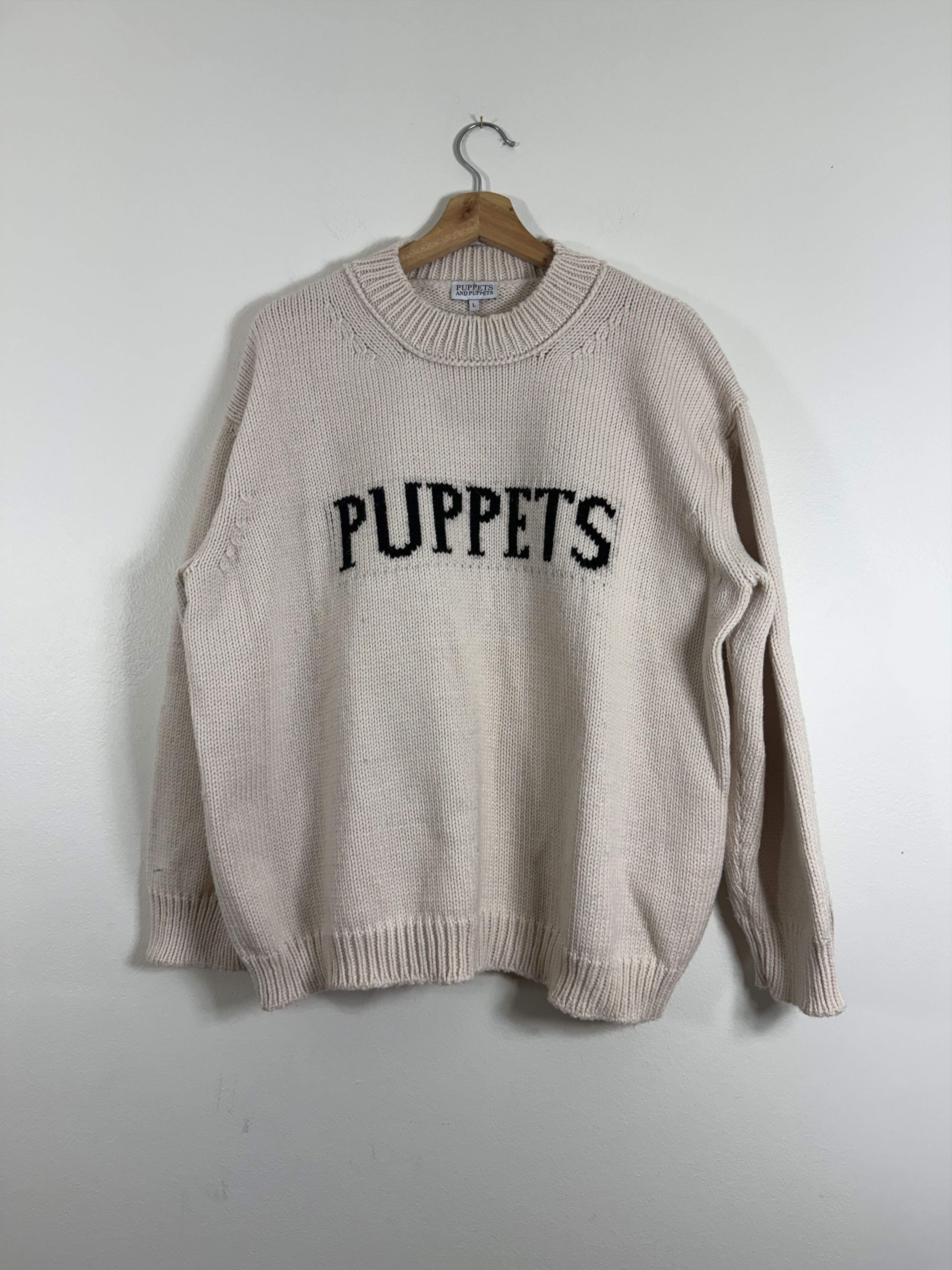 Other Puppets and Puppets Boxy Wool Tan Knit Sweater Size US L / EU 52-54 / 3 - 1 Thumbnail