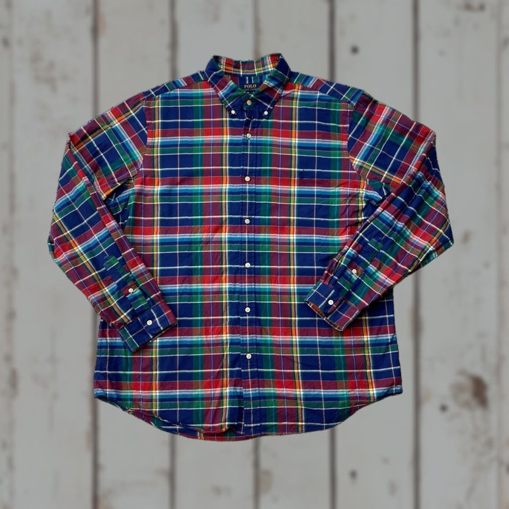 Ralph Lauren Ralph Lauren Mens XXL Oxford Shirt Classic Fit Plaid Button-Up, Multicolor, Long Sleeve, Button-Down Collar, Embroidered Pony, Cotton, Casual Business Size US XXL / EU 58 / 5 - 1 Thumbnail