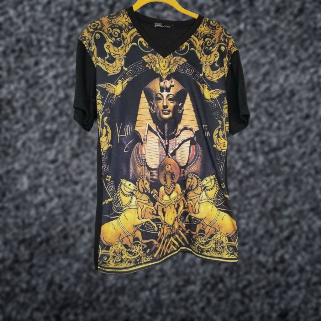 Vintage VINTAGE Crank T-Shirt Baroque King Tut All-Over Print Black Mens L Short Sleeve Made in USA Size US L / EU 52-54 / 3 - 1 Thumbnail