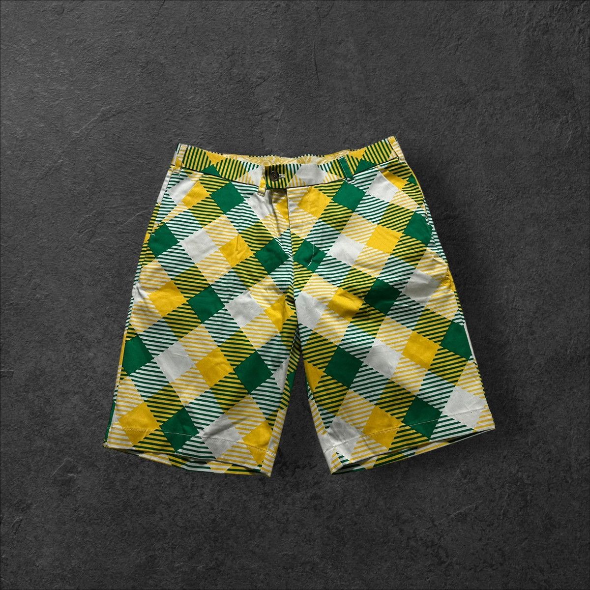 loudmouth golf shorts men's 34 yellow green plaid