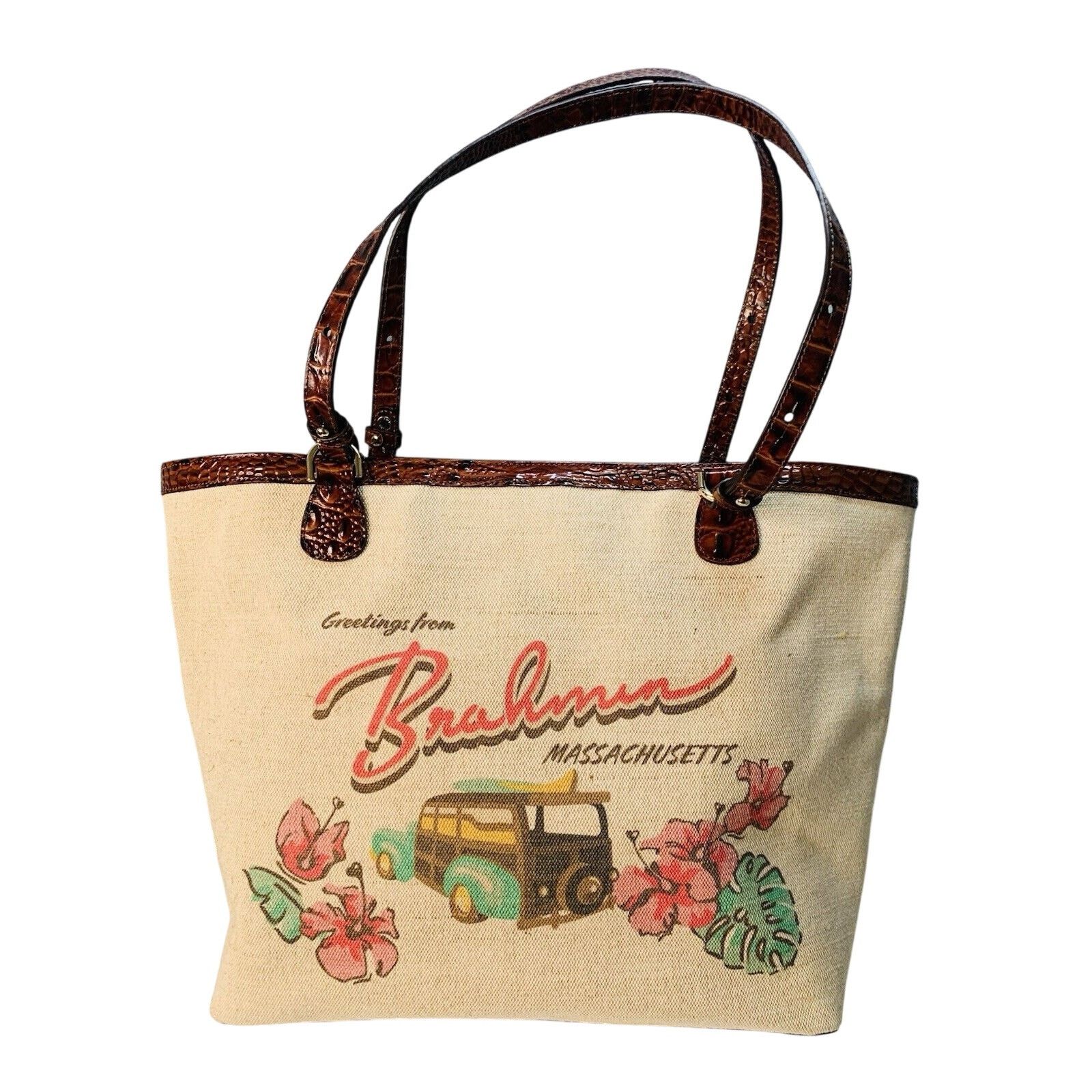BRAHMIN Brahmin Brooke Pecan Pipa Greeting Massachusetts Tote Woody Size ONE SIZE - 9 Thumbnail