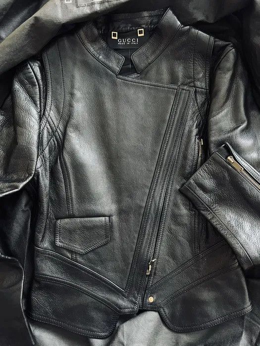 Gucci ASYMMETRIC CLOSURE BIKER LEATHER JACKET BY TOM FORD Size S / US 4 / IT 40 - 9 Thumbnail