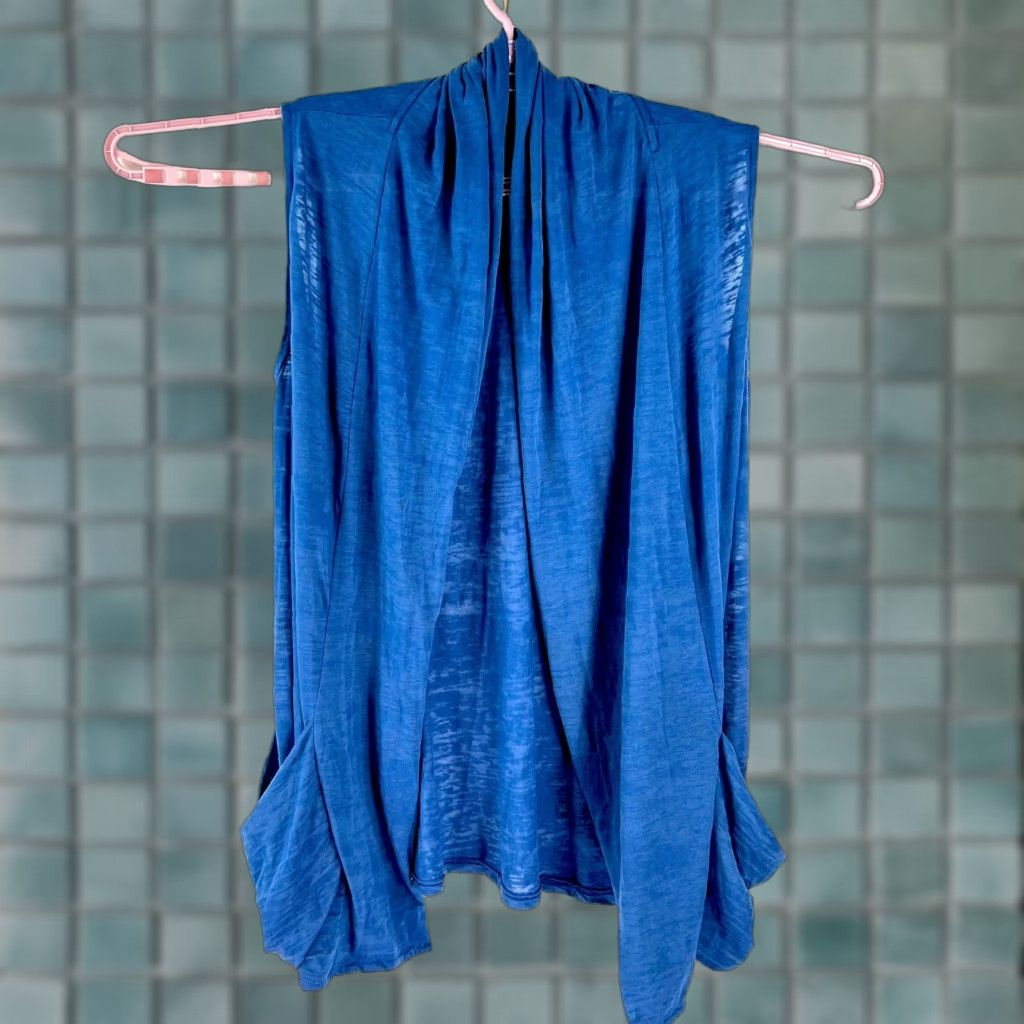 Vintage Alternative Cardigan Womens Sleeveless Open Front Casual Blue XL Size XL / US 12-14 / IT 48-50 - 1 Thumbnail