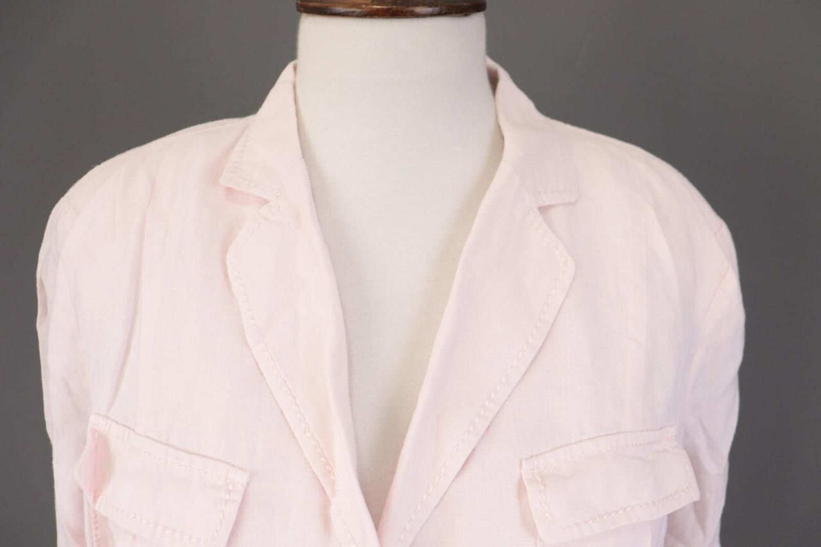 Oscar De La Renta Oska Pink 100% Linen Multipockets Cargo Blazer Jacket Size 3 Size M / US 6-8 / IT 42-44 - 6 Thumbnail