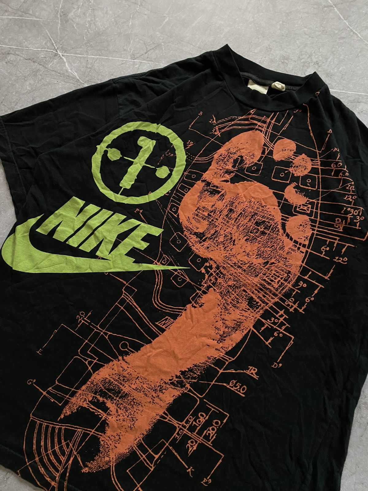 Nike × Vintage Vintage 90s Nike Big Foot Logo Oversized Rap Y2K T Shirt Size US XL / EU 56 / 4 - 5 Thumbnail
