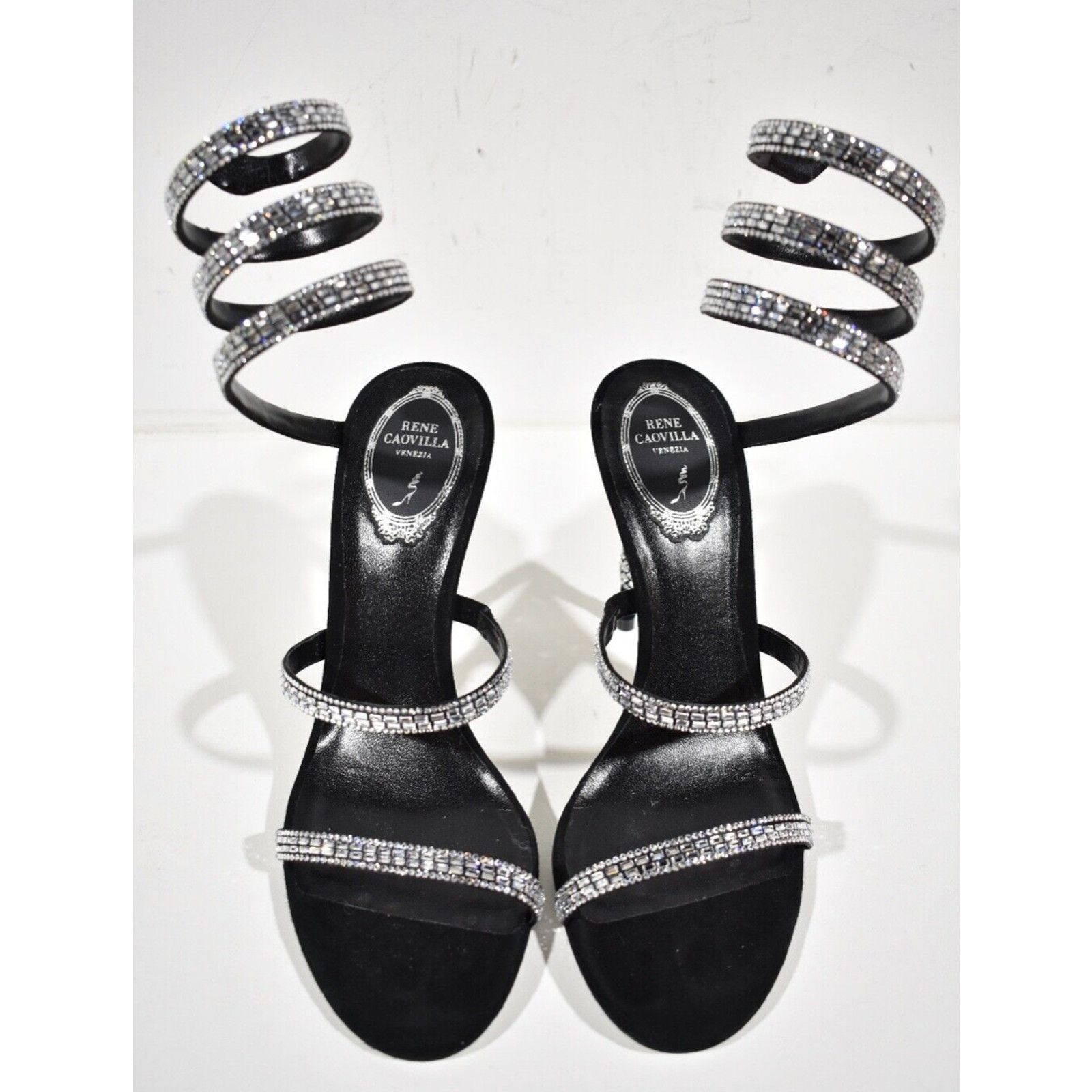 Rene Caovilla Margot Crystal Ankle Wrap Strap Sandal Heel Pump 37 Size US 7 / IT 37 - 7 Thumbnail