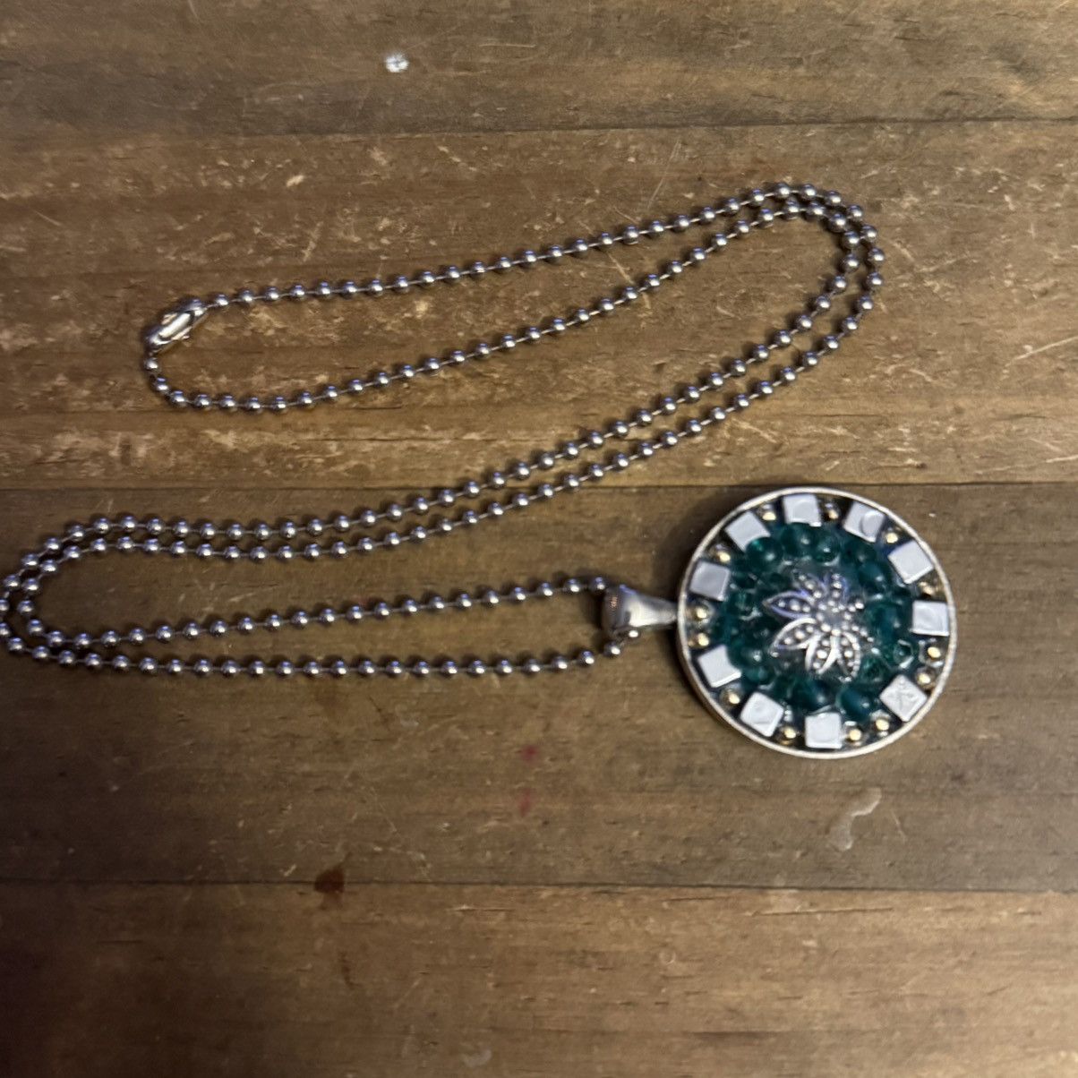 Vintage Vintage artisan mosaic floral medallion pendant necklace Size ONE SIZE - 2 Thumbnail