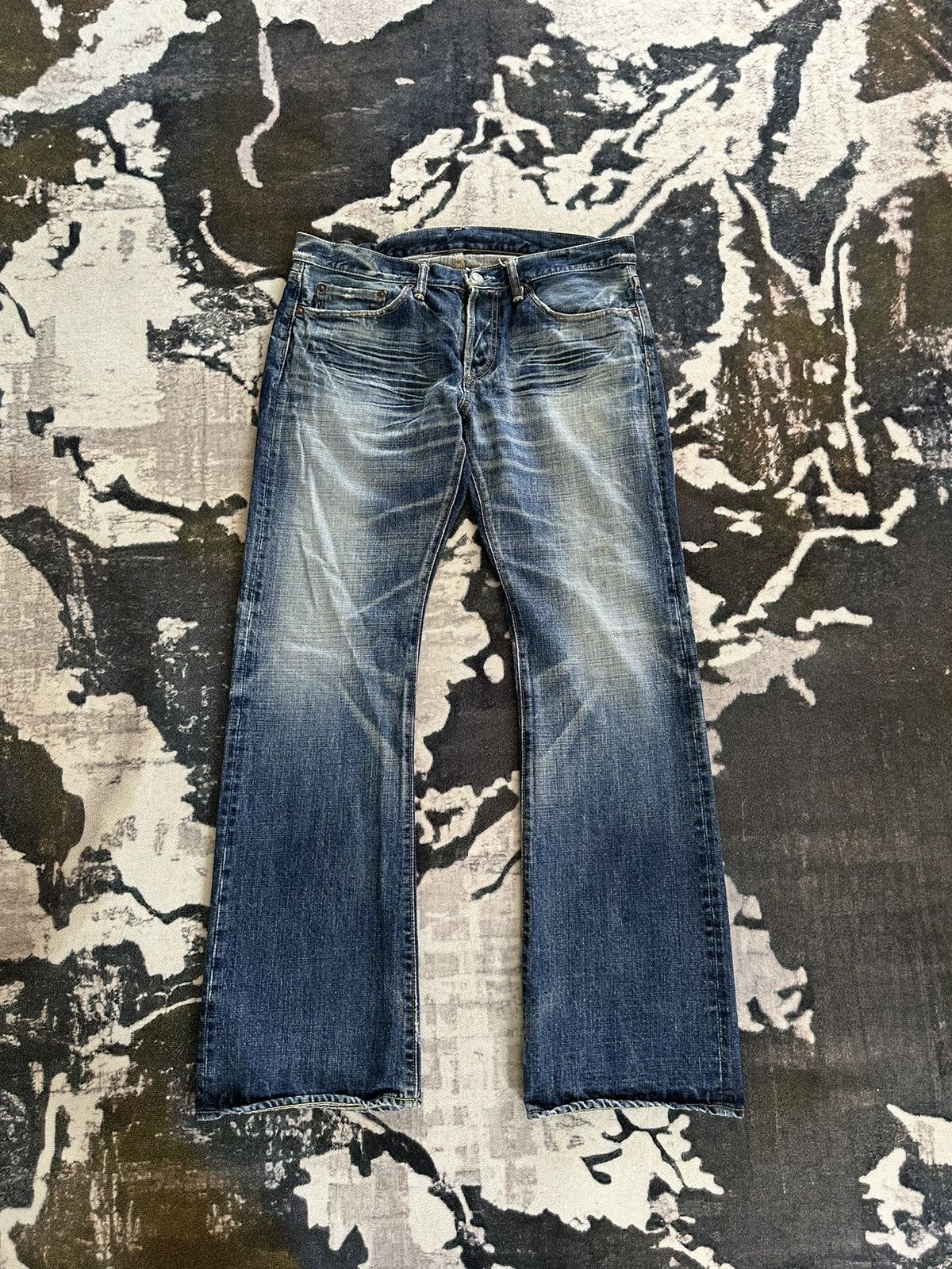 image of Eternal Japan Distressed Blue Indigo Denim in Blue Distressed, Men's (Size 35)