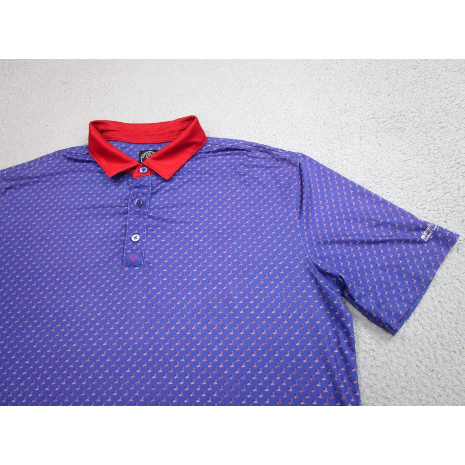 Vintage Good Boy Golf Polo Shirt Mens XL Blue Wicking Short Sleeve Collared Polo Blue Patriotic Eagle American Flag Good Boy Golf Men's Polo XL Blue Size US XL / EU 56 / 4 - 2 Thumbnail