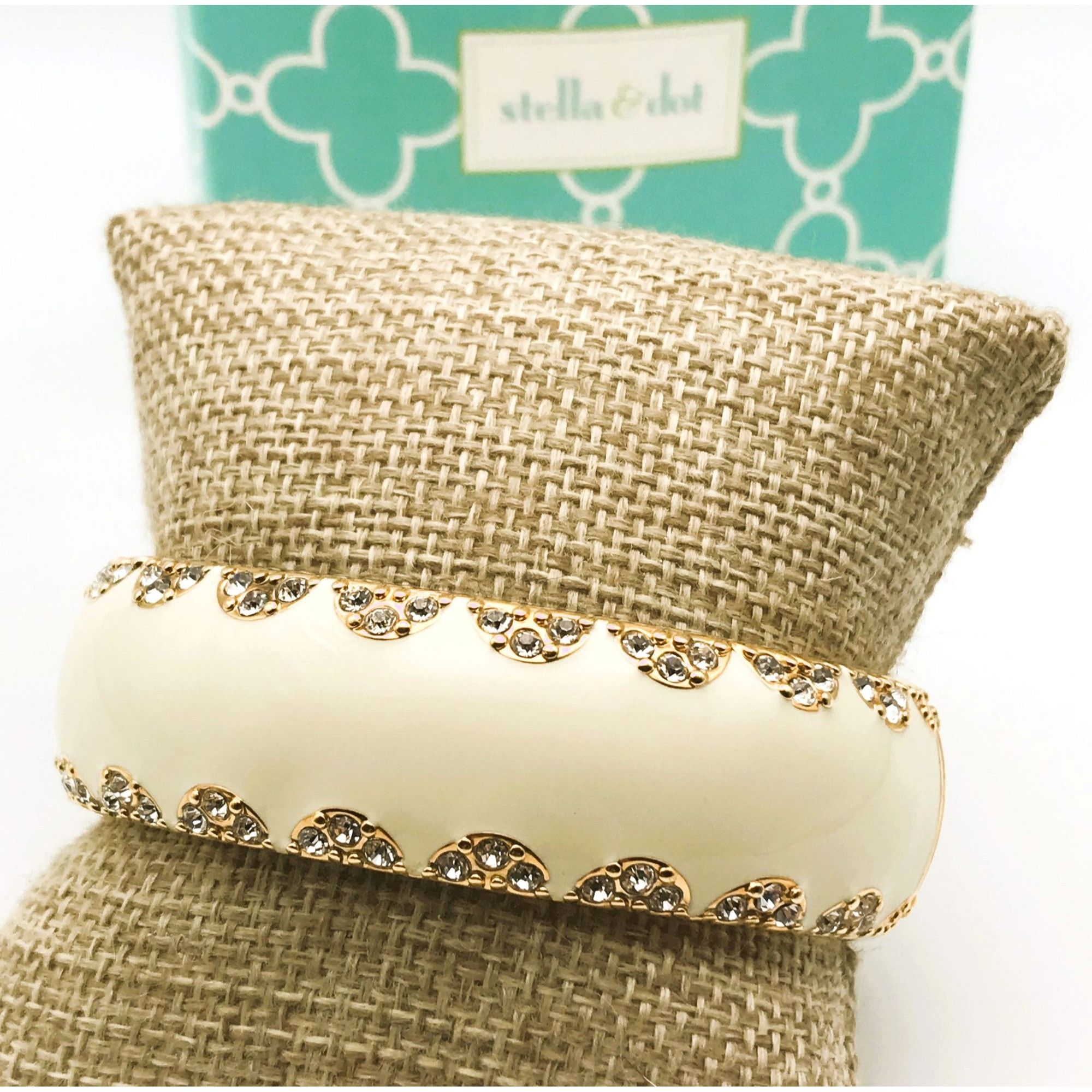 Other New Stella and Dot Cream Enamel Rhinestone Bracelet "Sloane" Size ONE SIZE - 2 Thumbnail