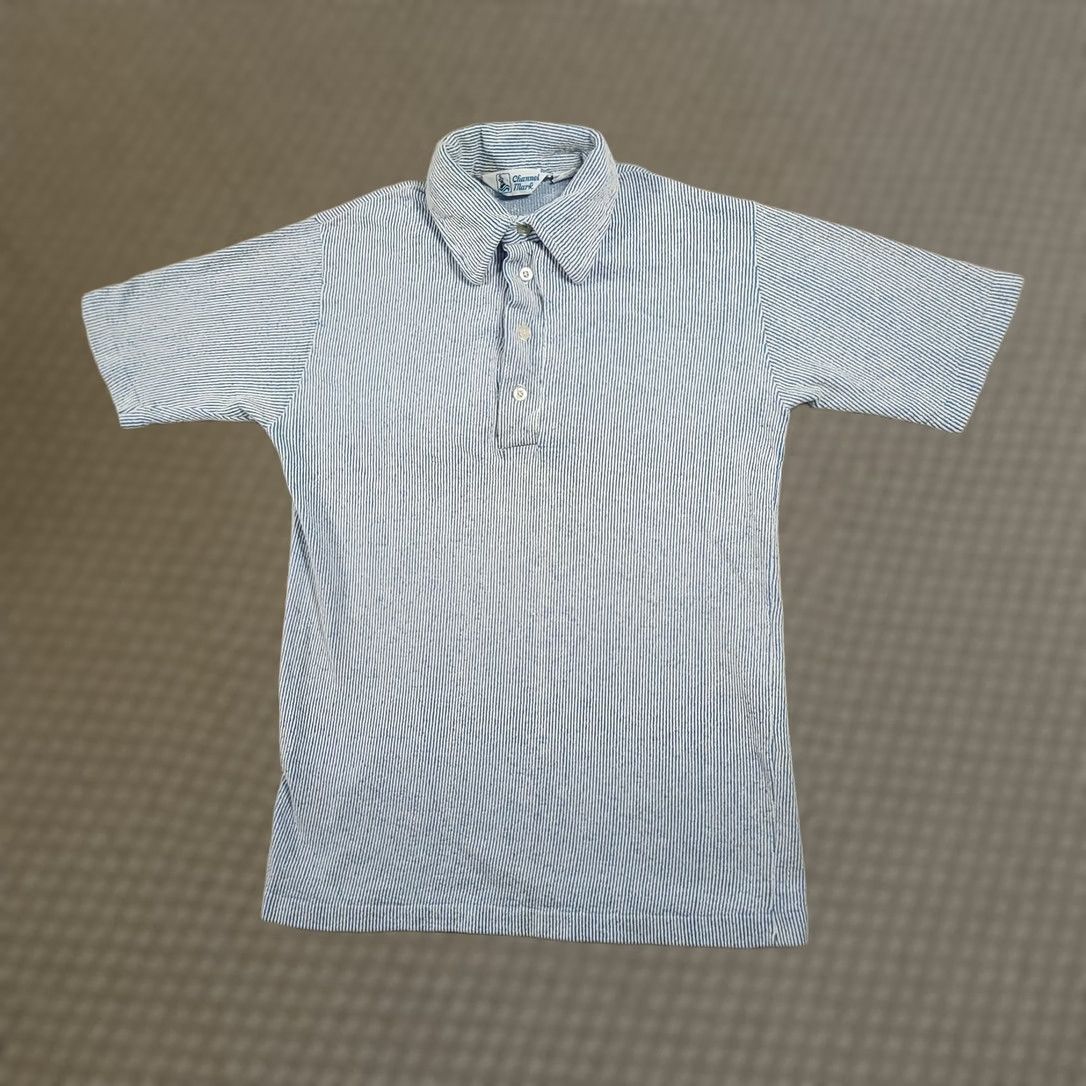 Vintage Channel Mark Polo Shirt Mens M Blue White Striped 3 Button Collared Cotton Shirt Size US M / EU 48-50 / 2 - 1 Thumbnail