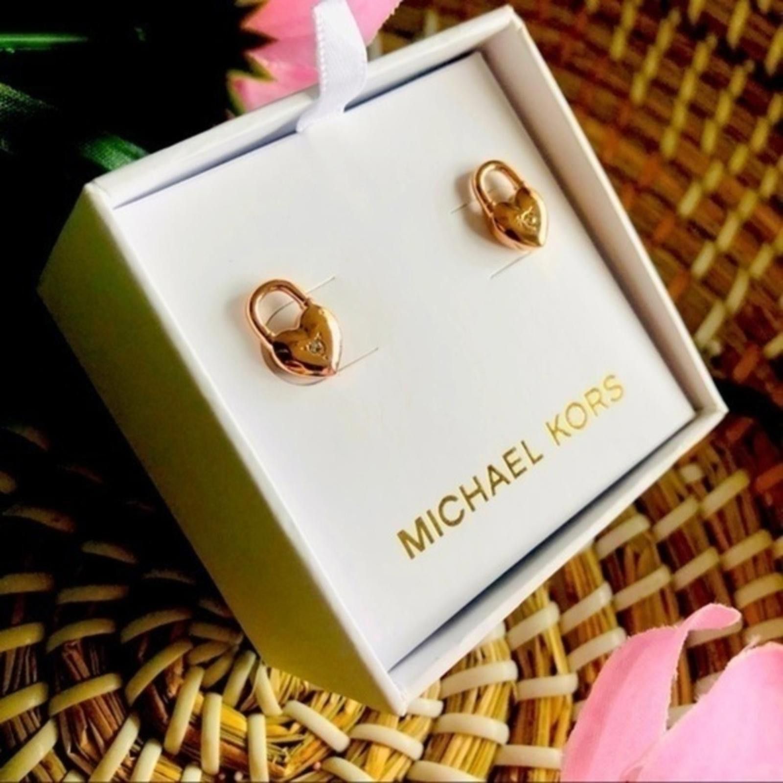 Michael Kors Michael Kors Rose Gold Lock Heart Stud Earrings NWT Size ONE SIZE - 1 Thumbnail