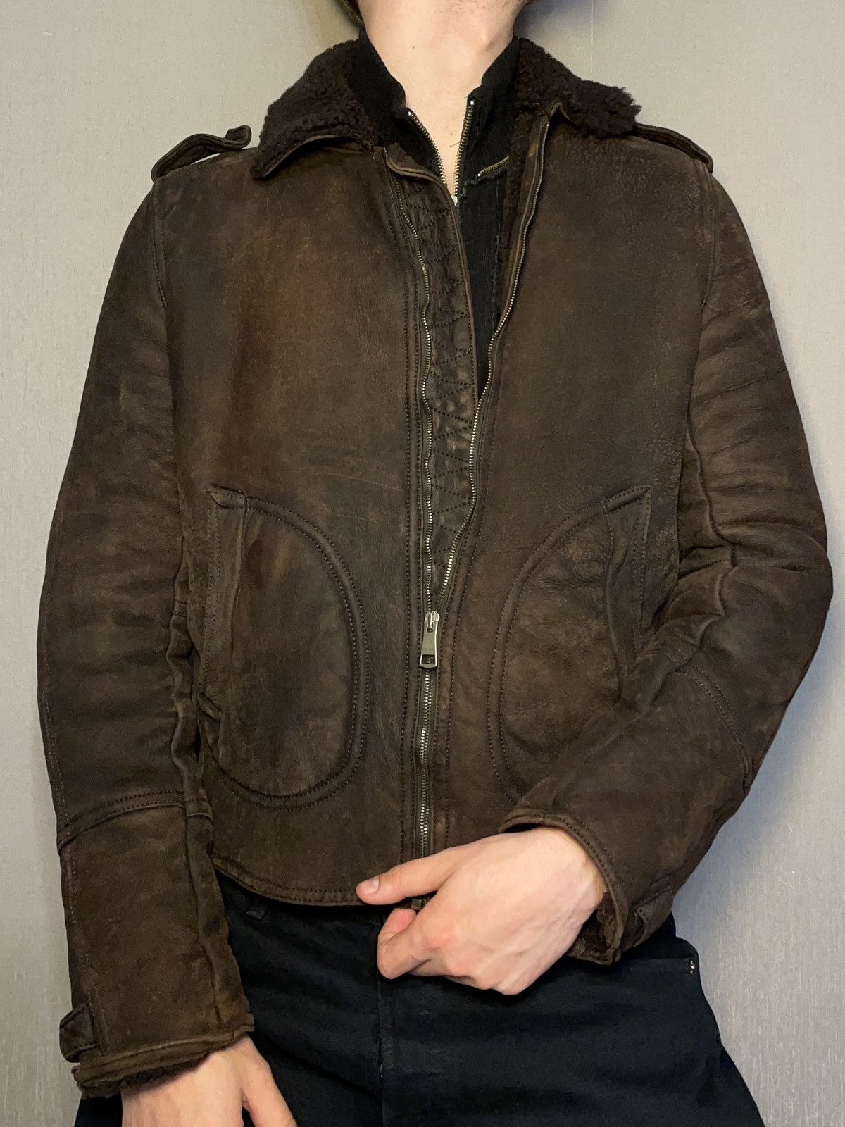 Shearling Jacket Brown Burberry Jacket Burberry Brown Washed