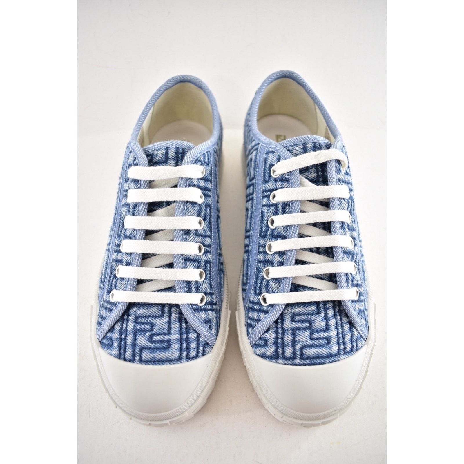 Fendi Fendi Domino Denim White Platform Logo Low Top Sneaker 38 Size US 8 / IT 38 - 6 Thumbnail