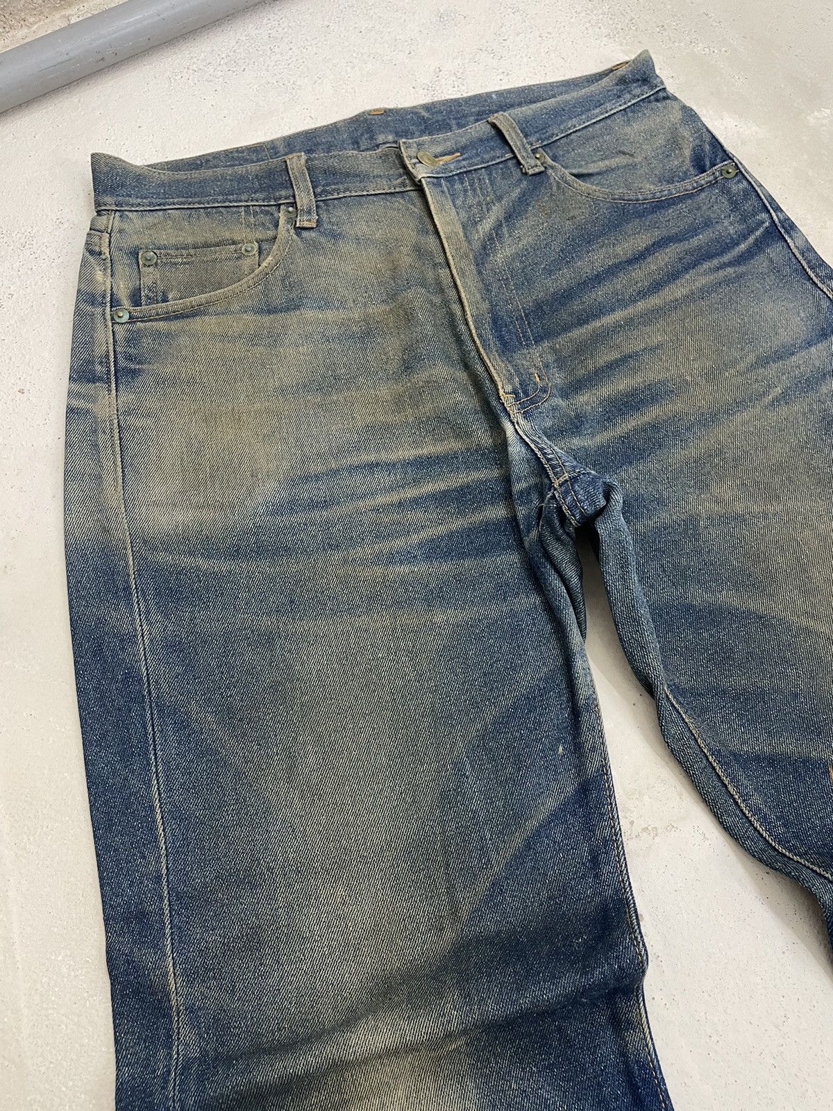 20471120 Work & Street Boys Mud Wash Y2k Distressed Japan Denim A30 Size US 33 - 3 Thumbnail