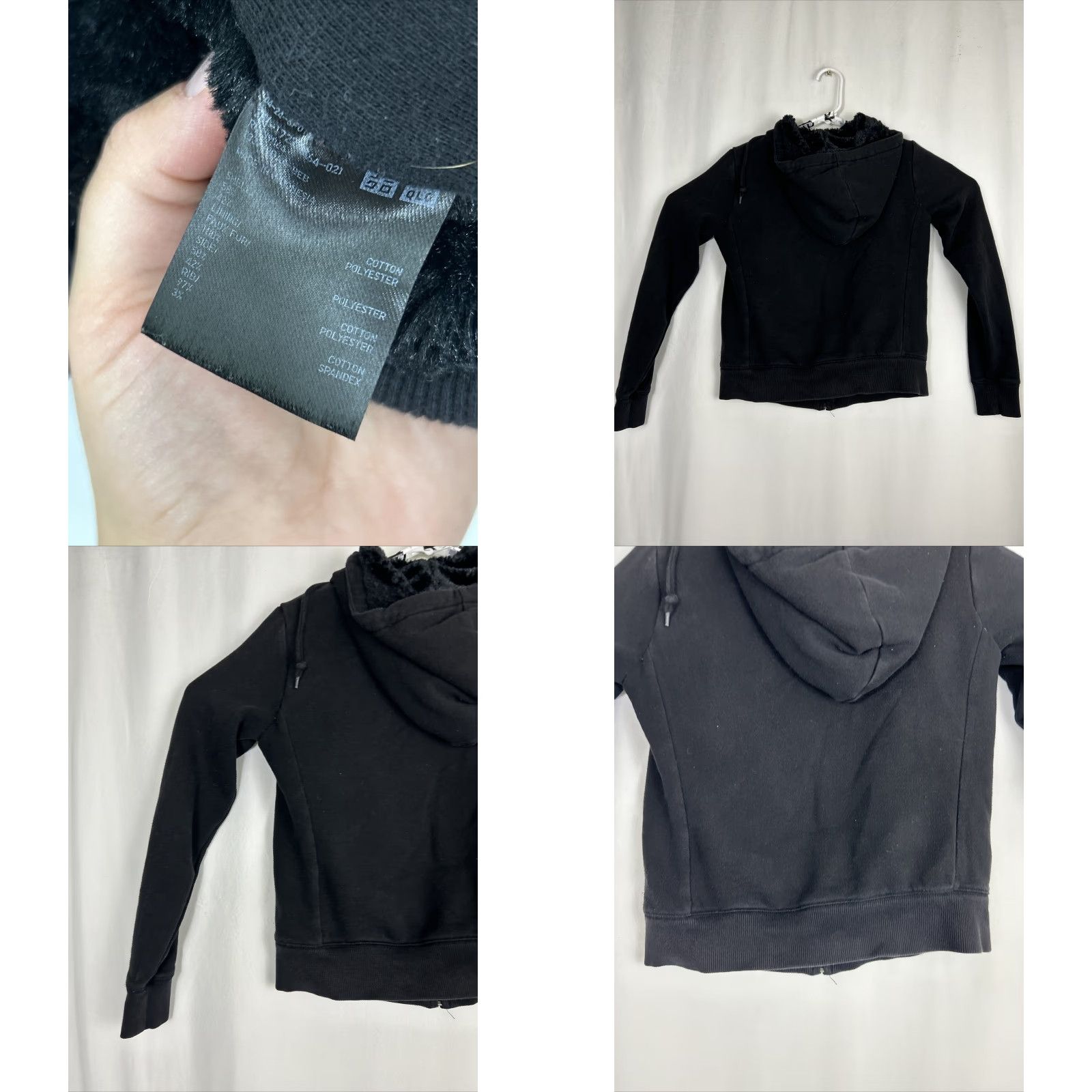 Uniqlo Uniqlo Womens XS Full Zip Hoodie Black Fuzzy Line Polyester Spandex Size XS / US 0-2 / IT 36-38 - 8 Thumbnail