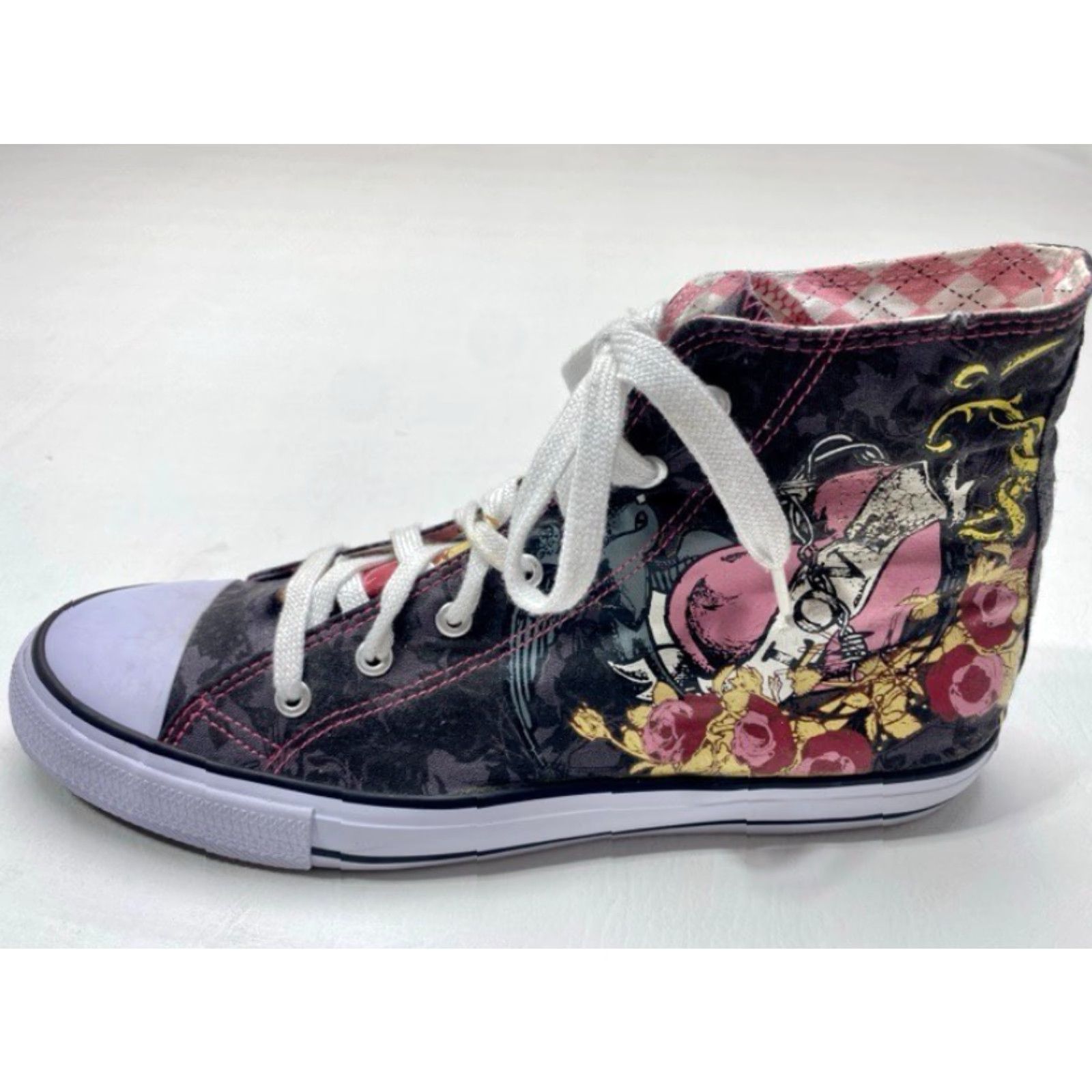 Ed Hardy VINTAGE Airwalk Love Ed Hardy Canvas High Top Sneakers Unisex Size 12 Lace Up EUC 1596 Size US L / EU 52-54 / 3 - 7 Thumbnail