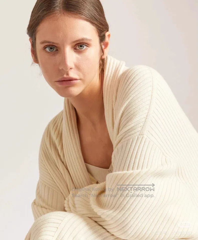 Loro Piana Loro Piana Beige Ribbed Mid-Length Knit Cardigan Jacket Size S / US 4 / IT 40 - 9 Thumbnail