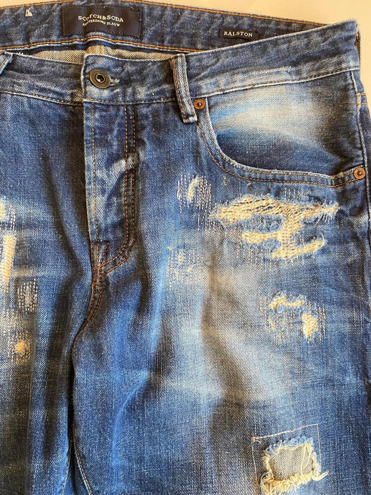 Scotch & Soda Scotch & Soda Mens Jeans Ralston Blue Distressed Size 33 Size US 33 - 6 Thumbnail
