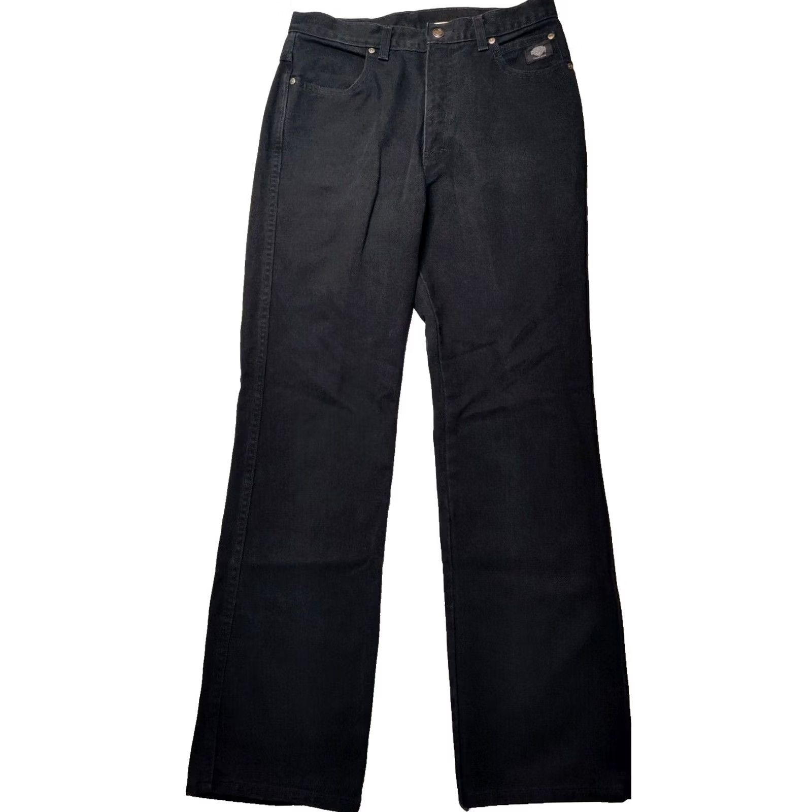 Harley Davidson VINTAGE Harley-Davidson Women Bootcut Jeans 10R Black Denim 32 Made In USA Size 32" / US 10 / IT 46 - 2 Thumbnail