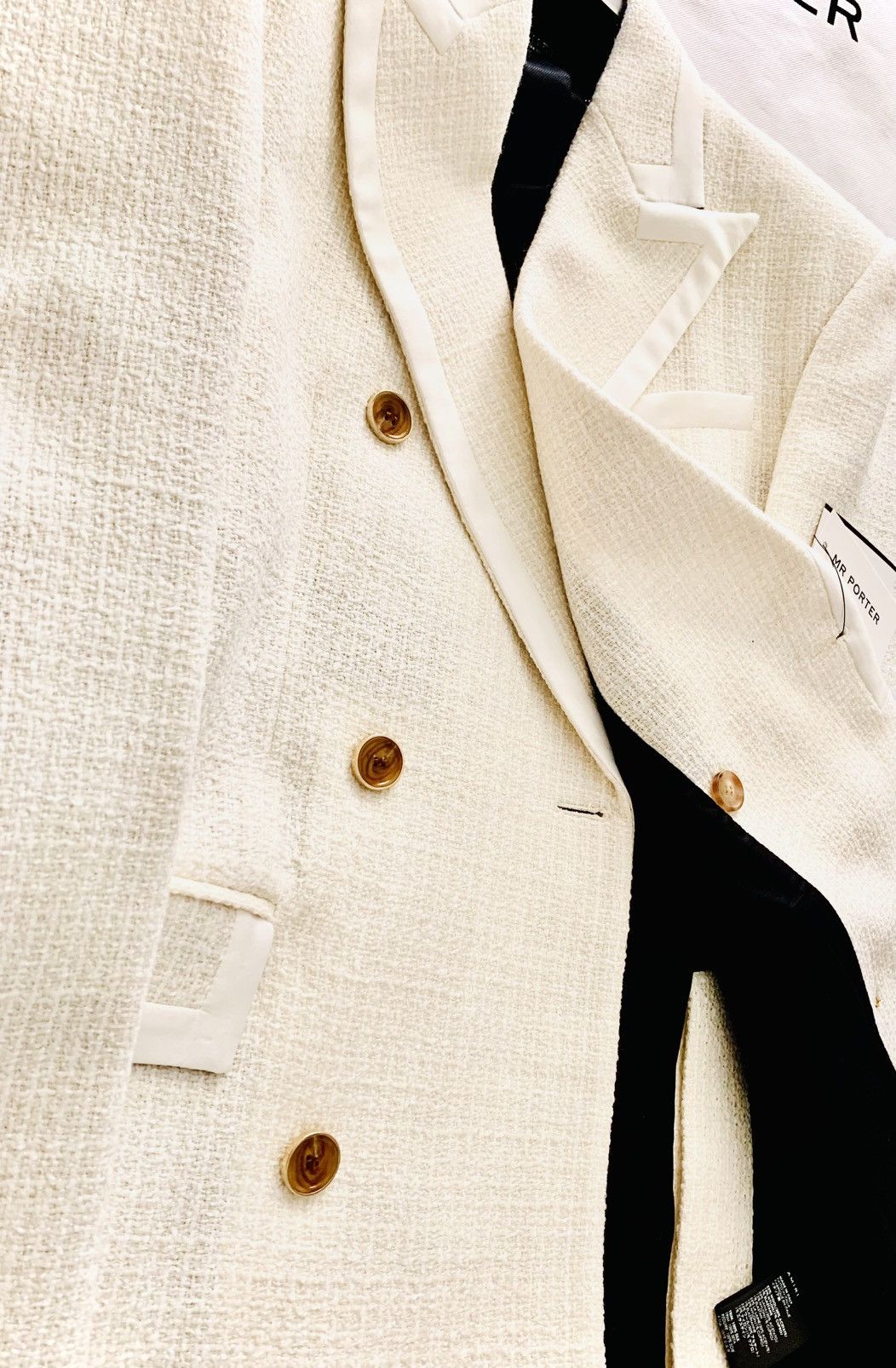 Amiri AMIRI Double-Breasted Silk Twill Wool Bouclé Blazer Size 50L Size 50L - 9 Thumbnail