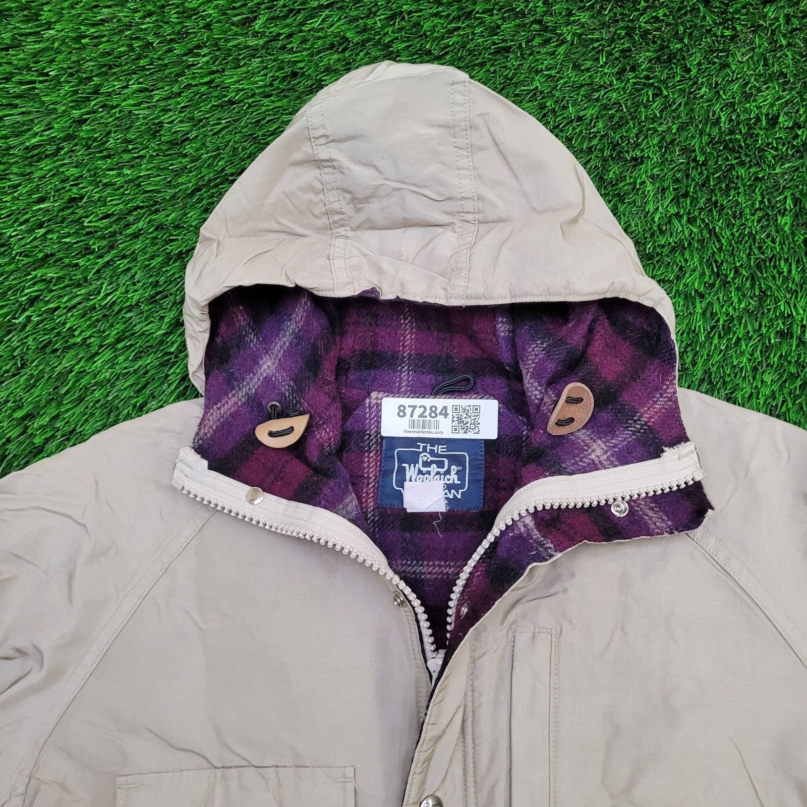 Vintage 90s Woolrich Parka Coat Jacket Women M/L 20x27 Beige