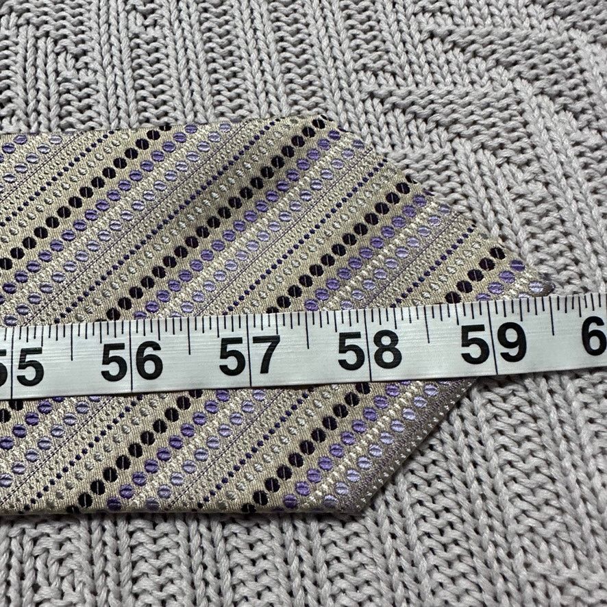 Vintage Vintage Bruno Piattelli silver gray abstract stripe silk tie Size ONE SIZE - 4 Thumbnail