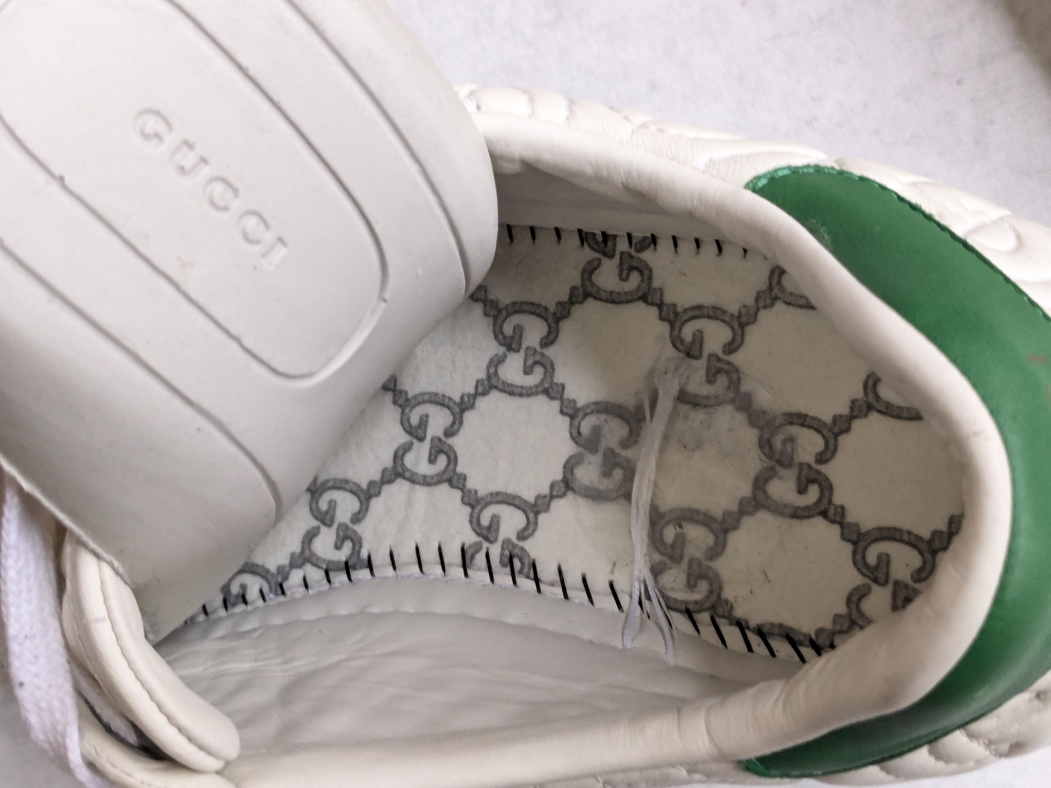 Gucci Gucci Ace Sneakers Rhombus White Green 9.5 Leather Size US 9.5 / EU 42-43 - 11 Thumbnail