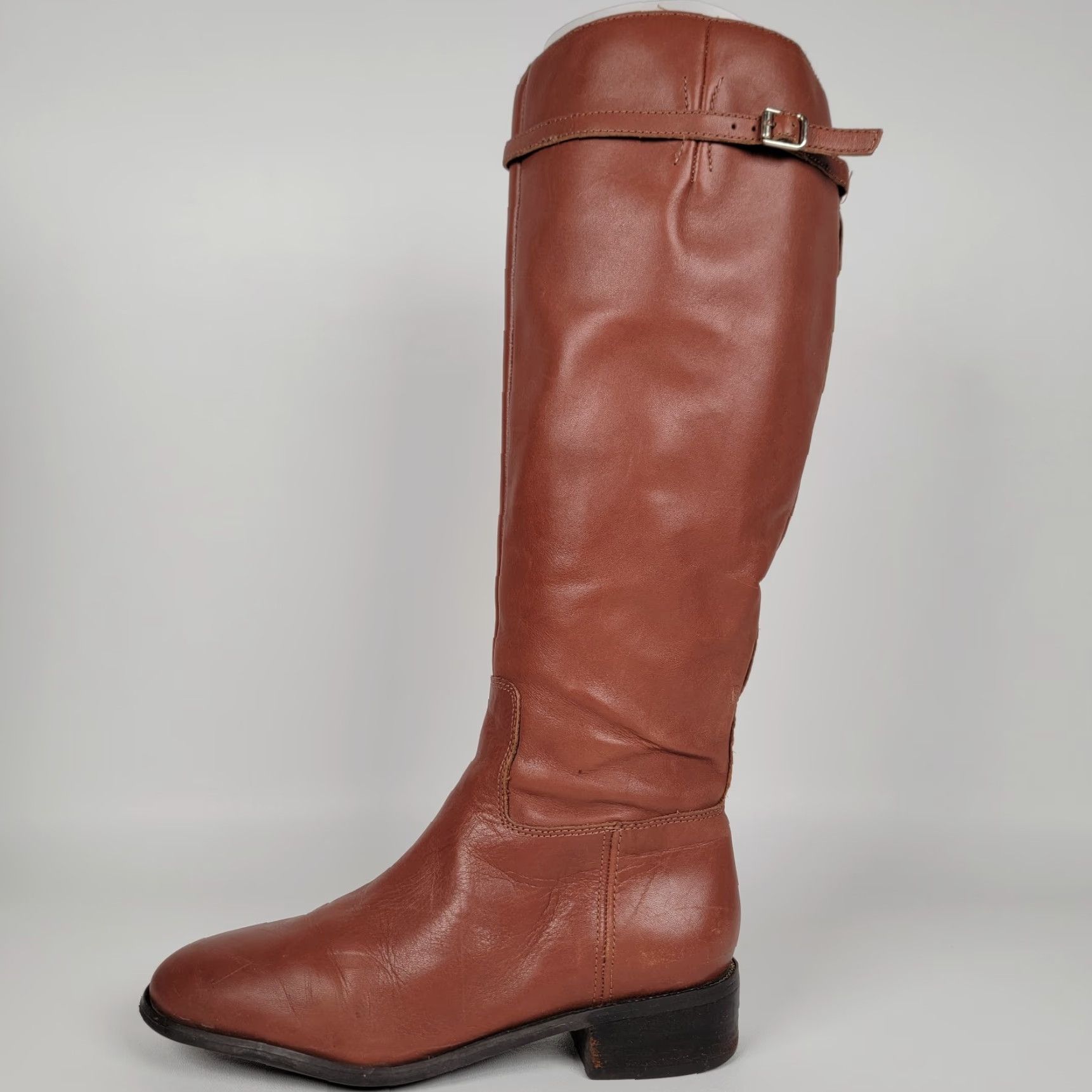 Franco Sarto Franco Sarto Barbara Brown Leather Tall Side Zip Riding Moto Boots Womens 7.5 M Size US 6 / IT 36 - 7 Thumbnail