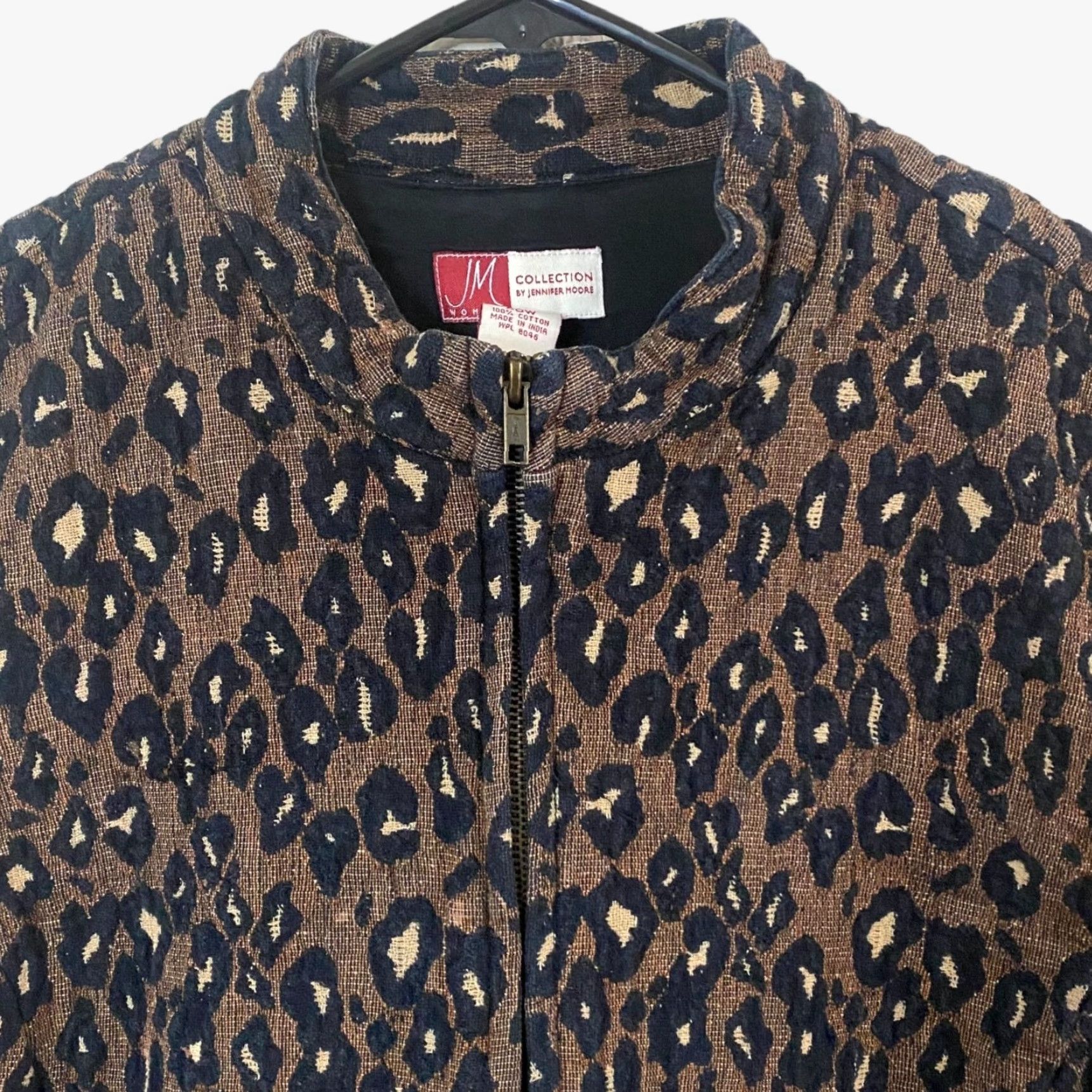 Vintage VINTAGE Jennifer Moore Vest Full Zip Womens Plus 20W Brown Cheetah Textured Leopard Print 100% Cotton Size 3XL / US 20-22 - 4 Thumbnail