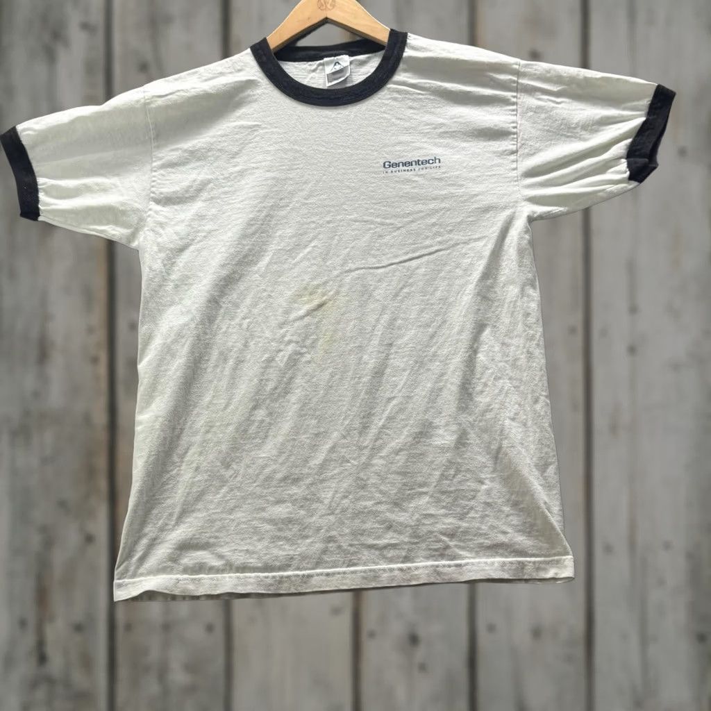 Logo 7 VINTAGE Genentech Logo Ringer Crewneck Cotton Jersey Alstyle Shirt Mens L White Size US L / EU 52-54 / 3 - 1 Thumbnail