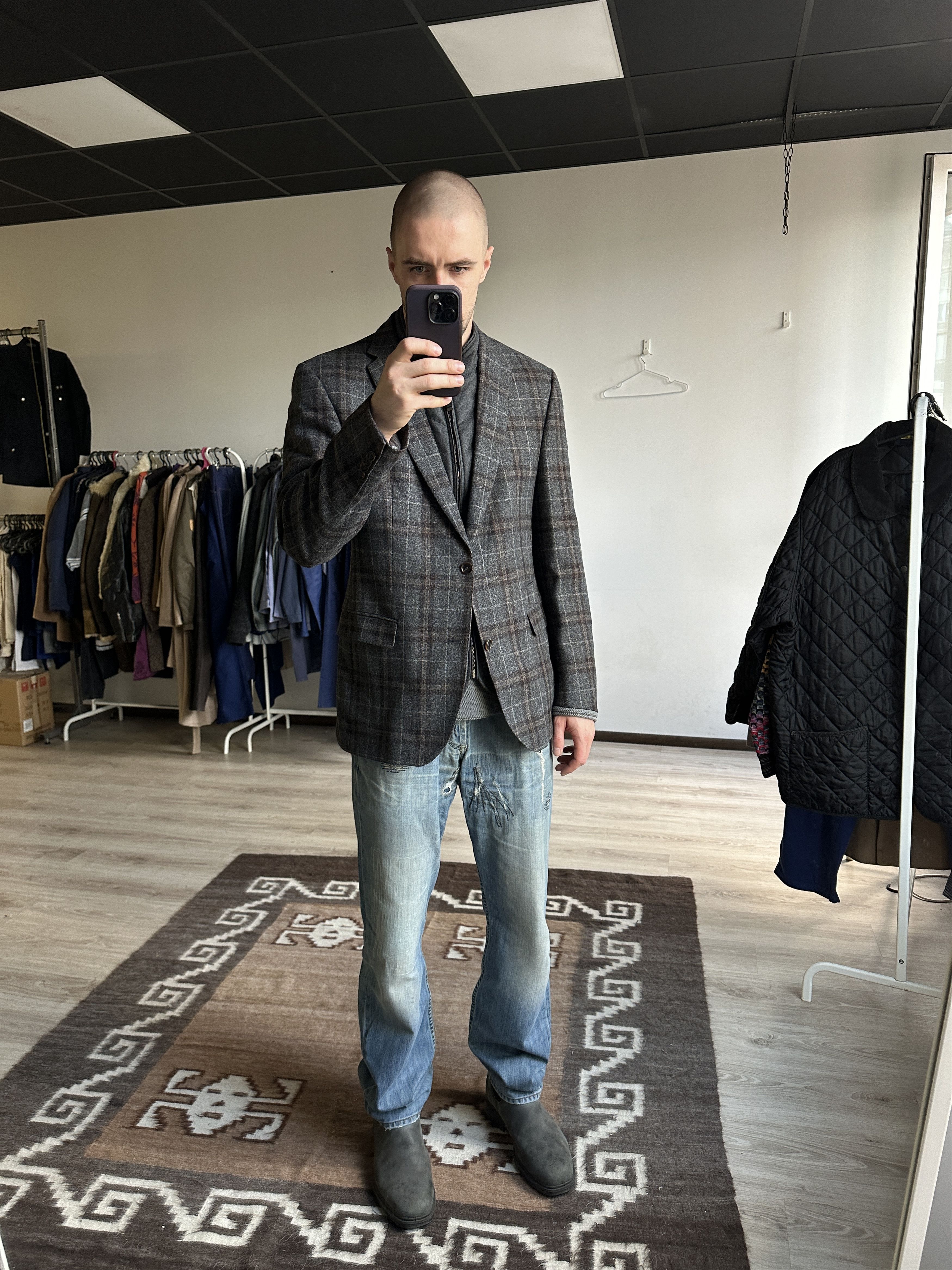 Vintage Carl Gross Modern Fit Check Wool Blazer Jacket 7872AC Size US L / EU 52-54 / 3 - 1 Thumbnail