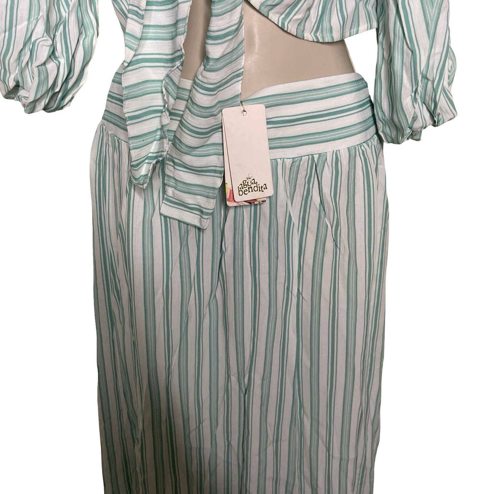 AGUA by Agua Bendita AGUA BENDITA Amaia Maxi Skirt and Top set Blue Stripe Pool Size 26" / US 2 / IT 38 - 5 Thumbnail