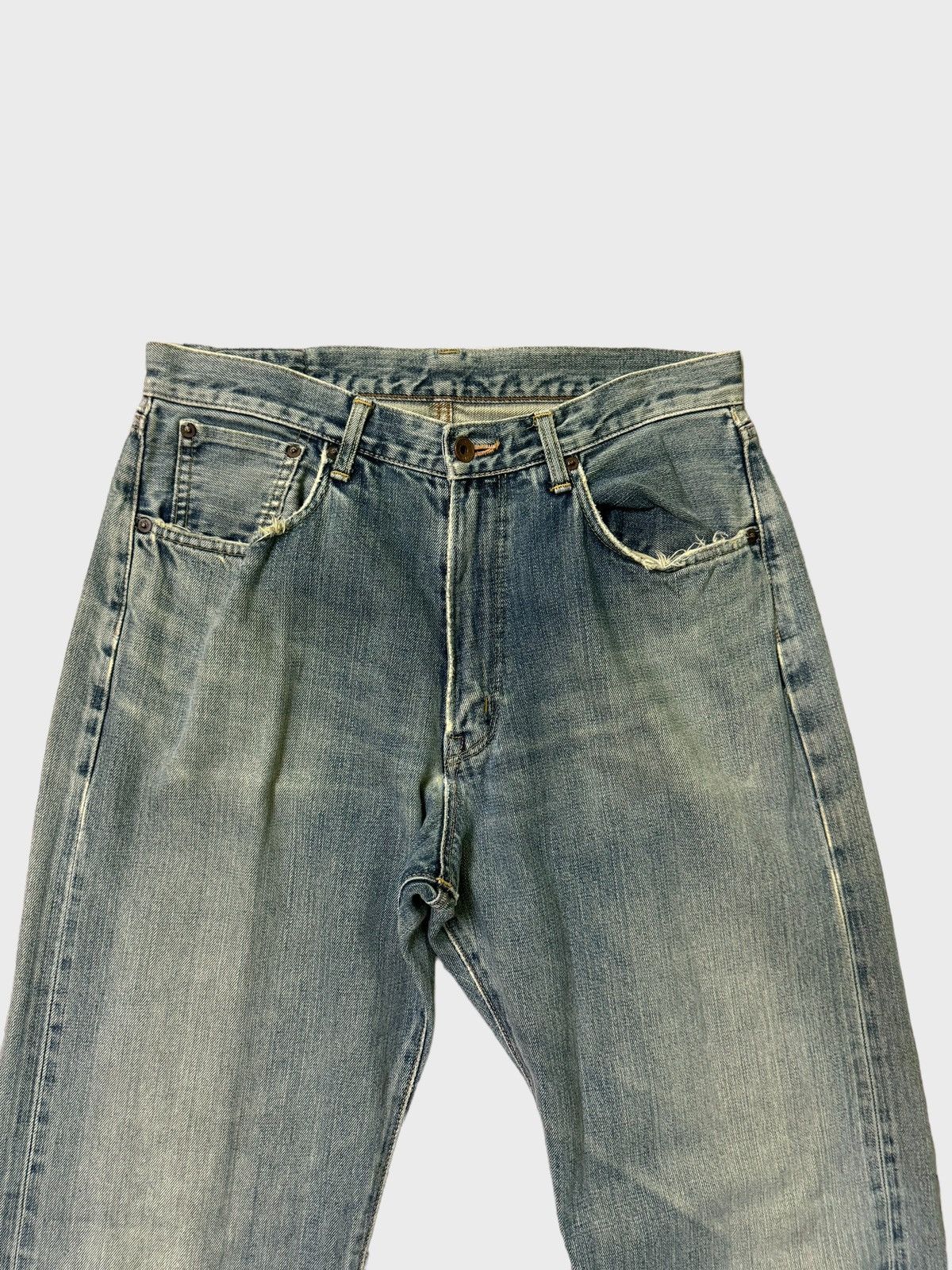 Japanese Brand Vintage Distressed Baggy Edwin 505 Selvedge Thrashed Jeans Size US 30 / EU 46 - 3 Thumbnail