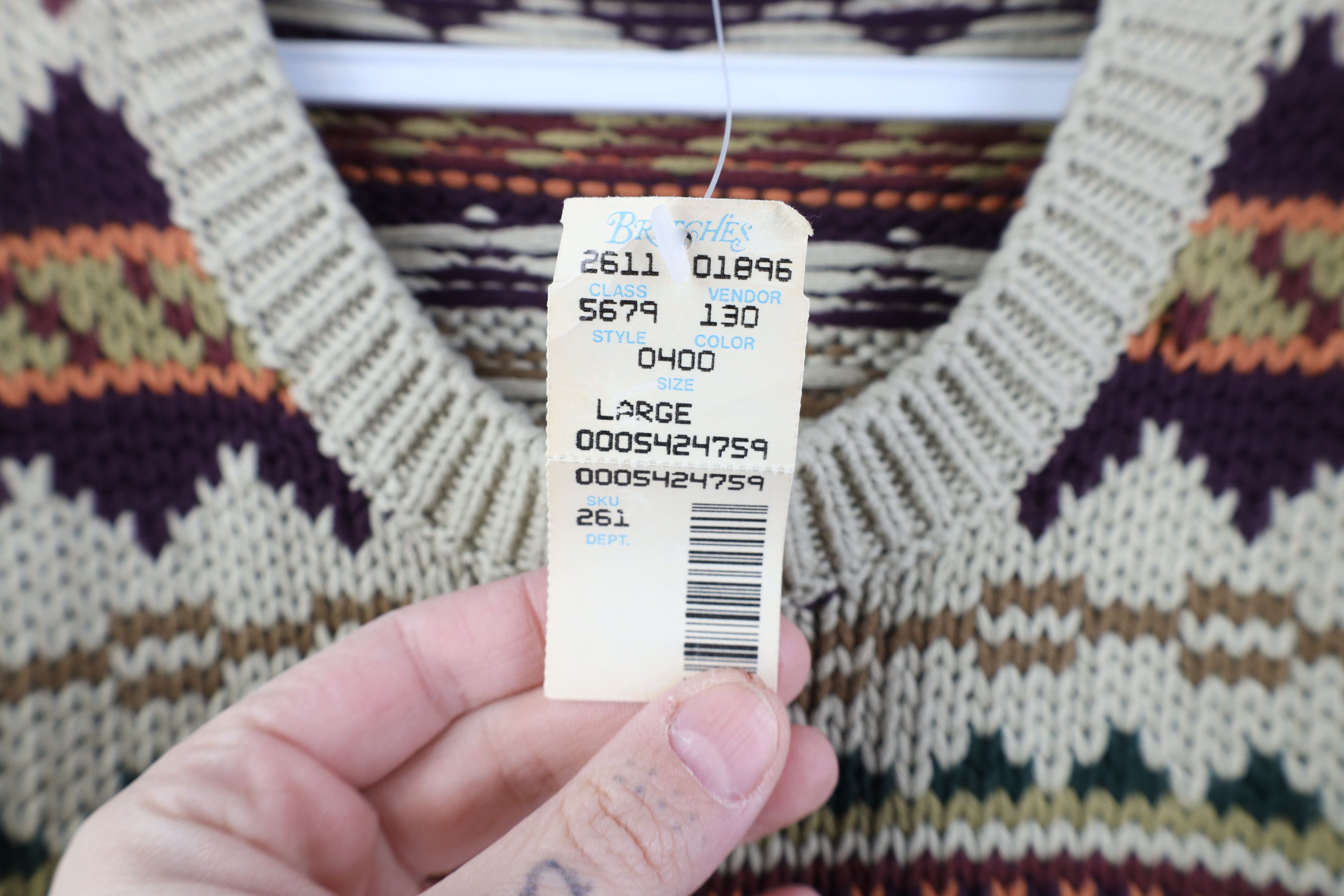 Vintage Deadstock Vintage 90s Streetwear Fair Isle Sweater Cotton Size US L / EU 52-54 / 3 - 6 Thumbnail