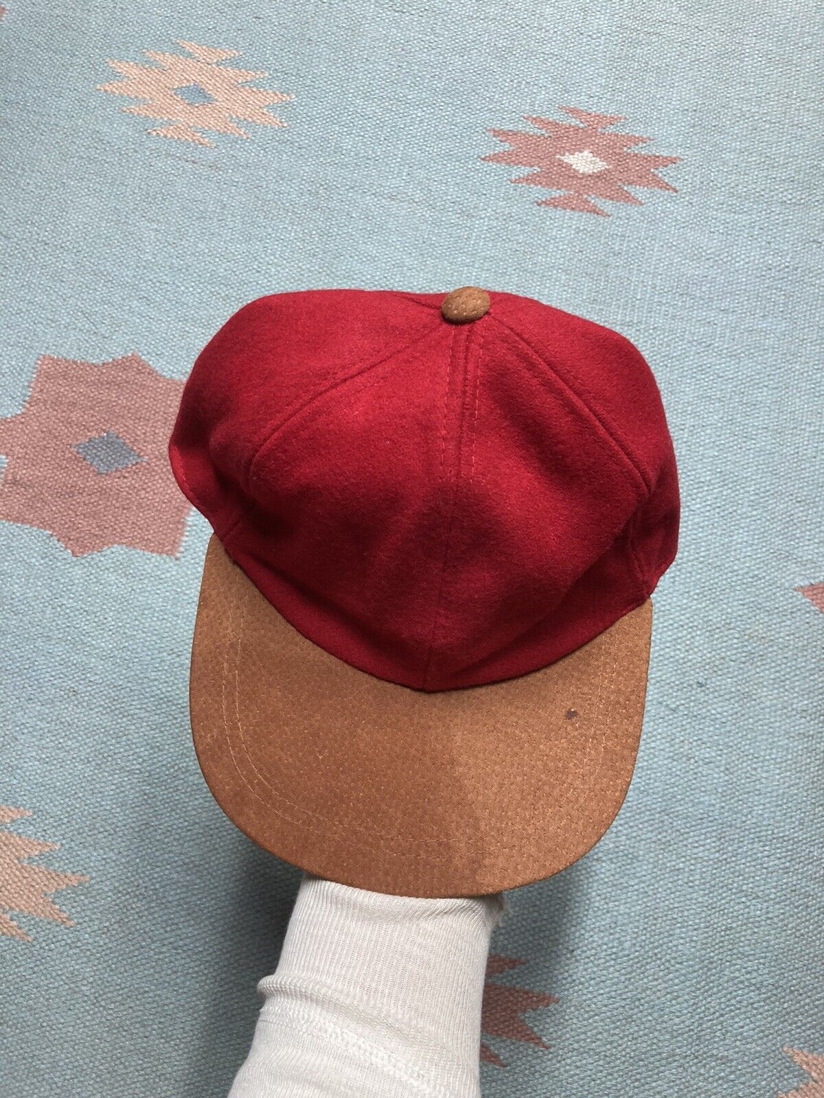 Vintage VTG wool baseball hat leather suede bill OSFA crimson Size ONE SIZE - 3 Thumbnail